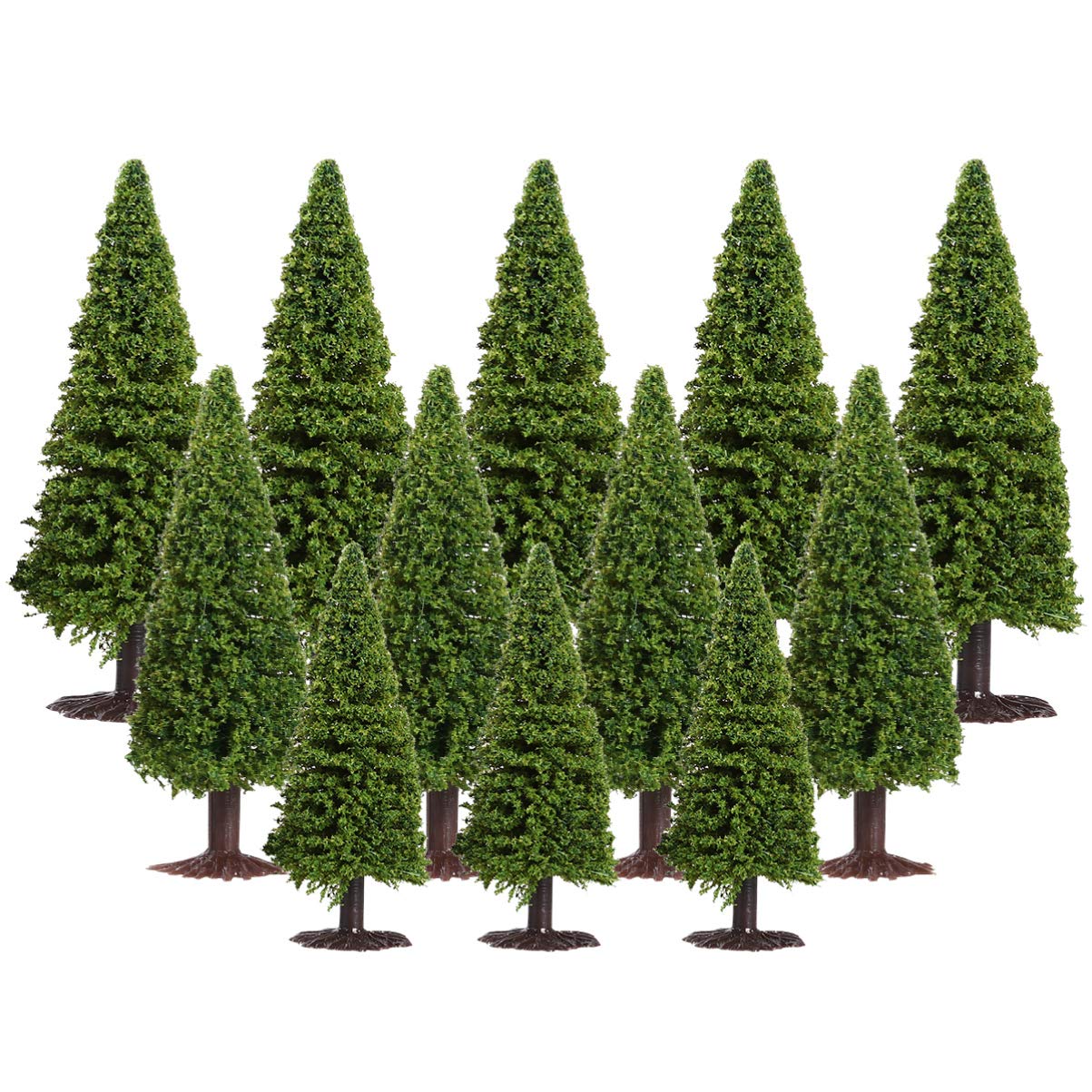 Wakauto15Pcs Model Trees,Mixed 3 Sizes Model Cedar Trees Architecture Trees Train Trees Scenery Trees for DIY Model Scenery Decor Green