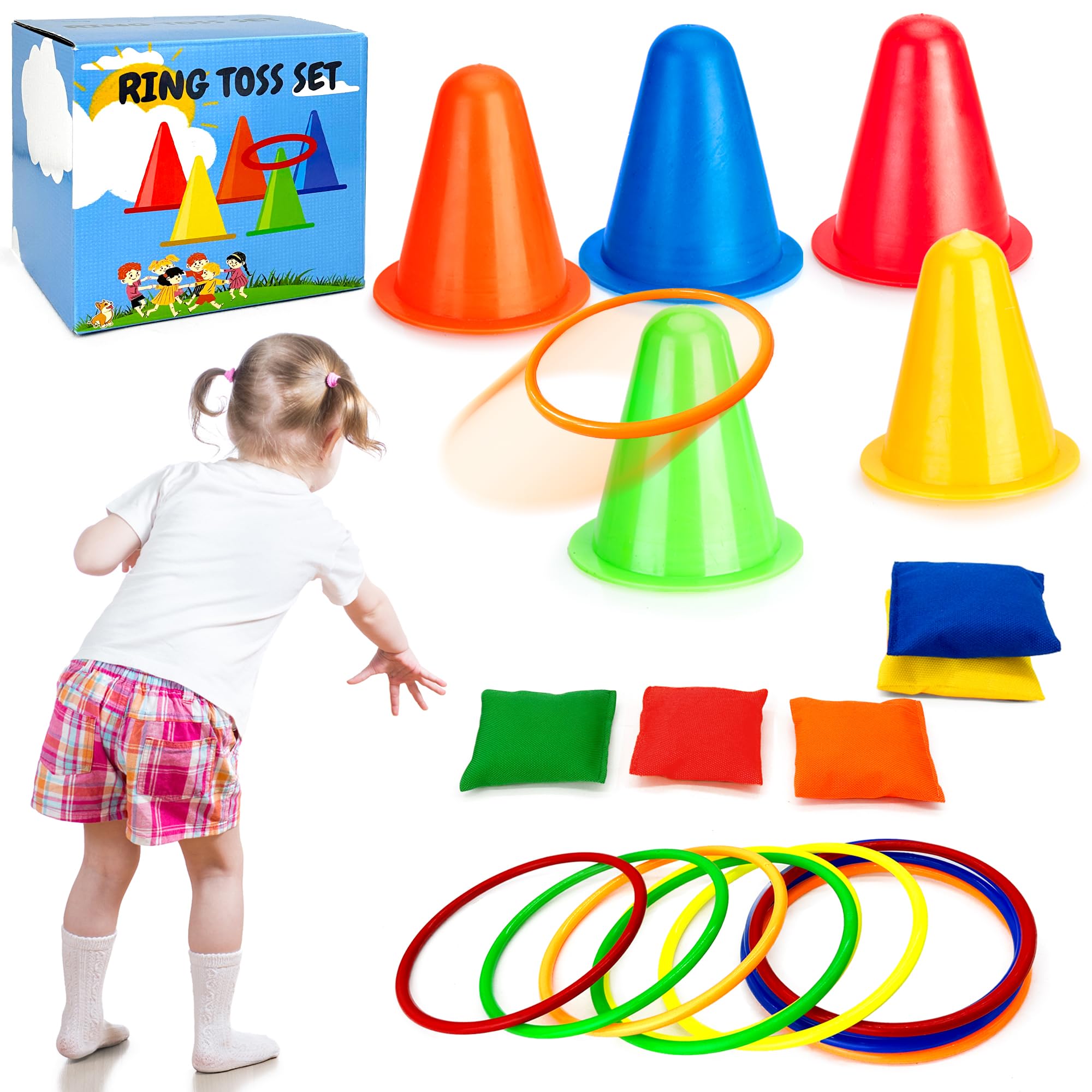 Lubibi Mini Ring Toss Party Game for Kids, Mini Garden Games Set, Toddler Bean Bag Toss Game Set - Classic Carnival Throwing Games for Sports Day Kit, Outdoor Indoor Activity for Kids 3 4 5 years old