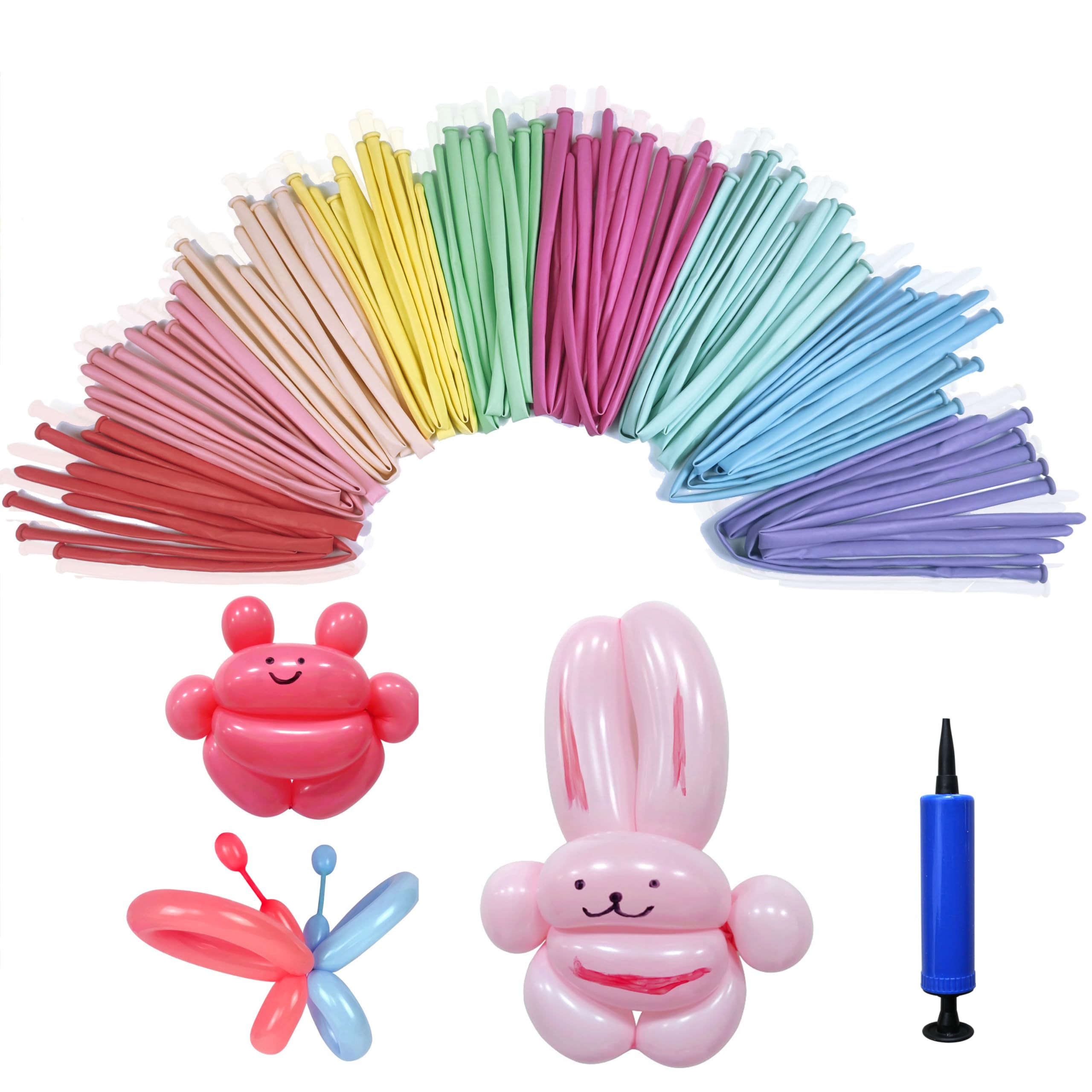 Modelling Long Balloons for Animal, 260Q Magic Latex Twisting Balloons Pastel Color for Kids Party Birthday Wedding Clown Decoration Assorted 100Pcs