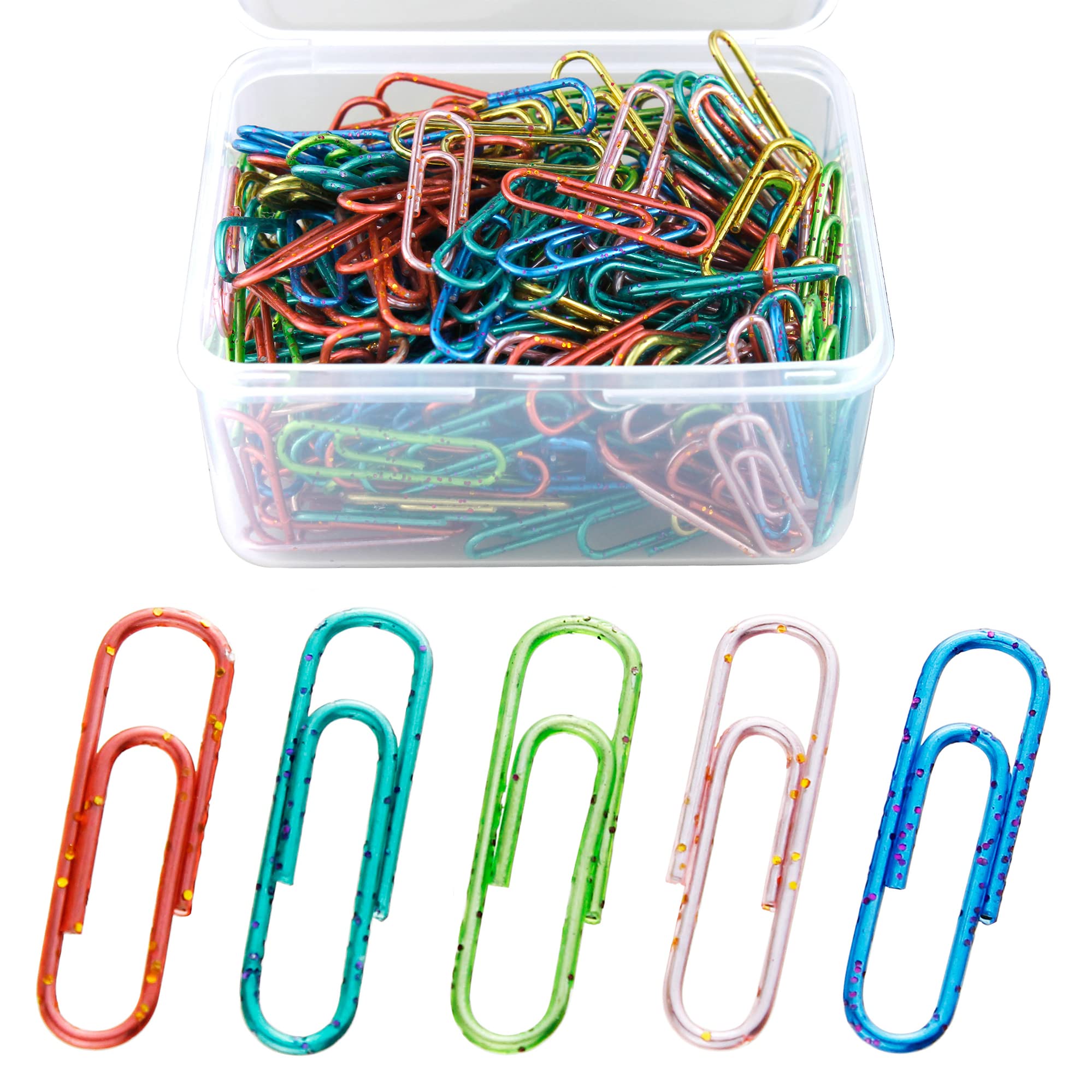 Tesstor Colored ​Paper Clips Small 330/pack 28mm Cute Mini Shapes Fun Decorative Fancy Rustproof Planner Assorted Paperclips Holder Letter Organizing Paperwork for Office Supplies (Multicolored)