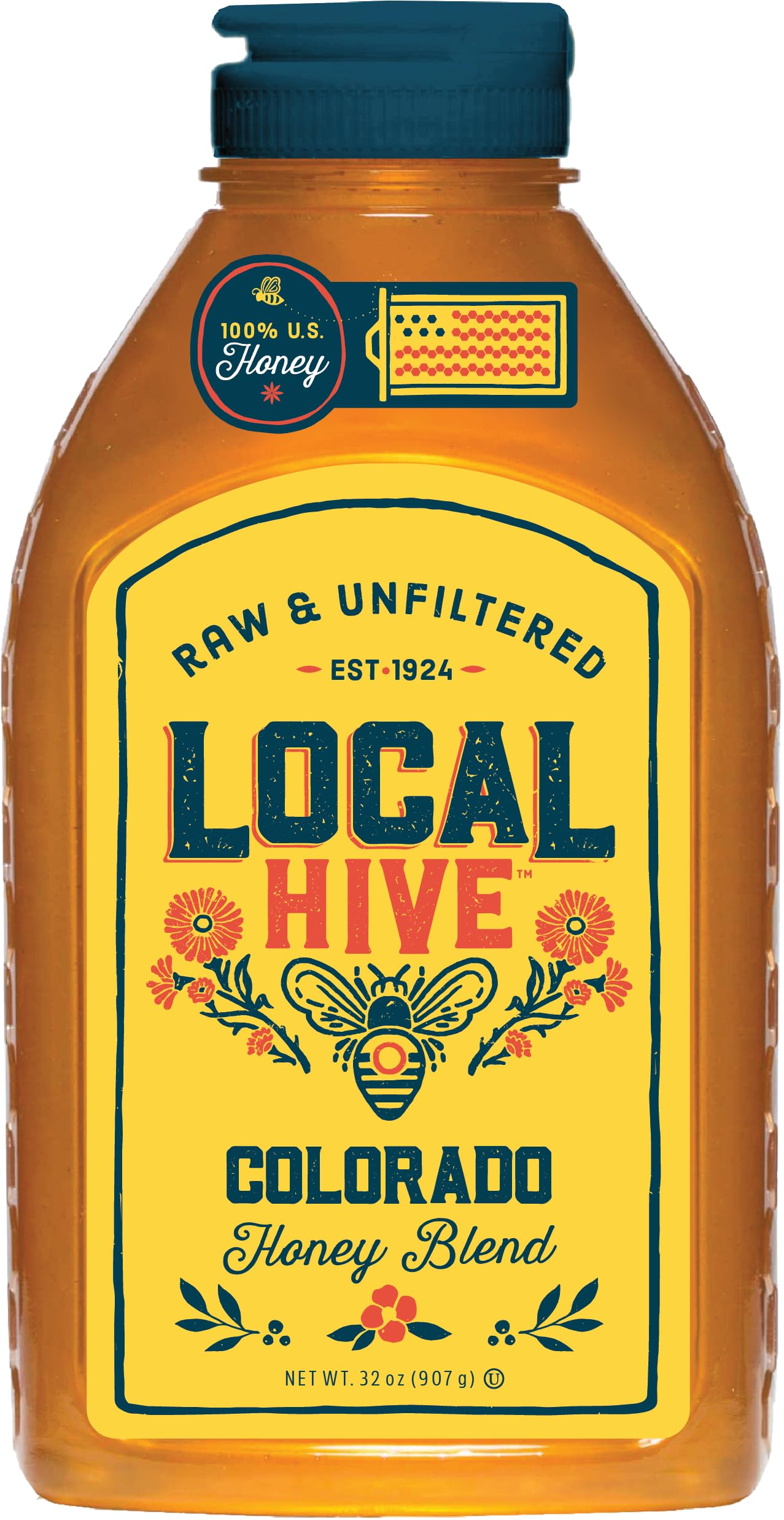 Local Hive Colorado Raw Unfiltered Honey – 32oz, 100% Pure US Honey, Sourced from American Bees and Beekeepers - Natural Sweetener, Ideal for Tea, Baking, and Cooking