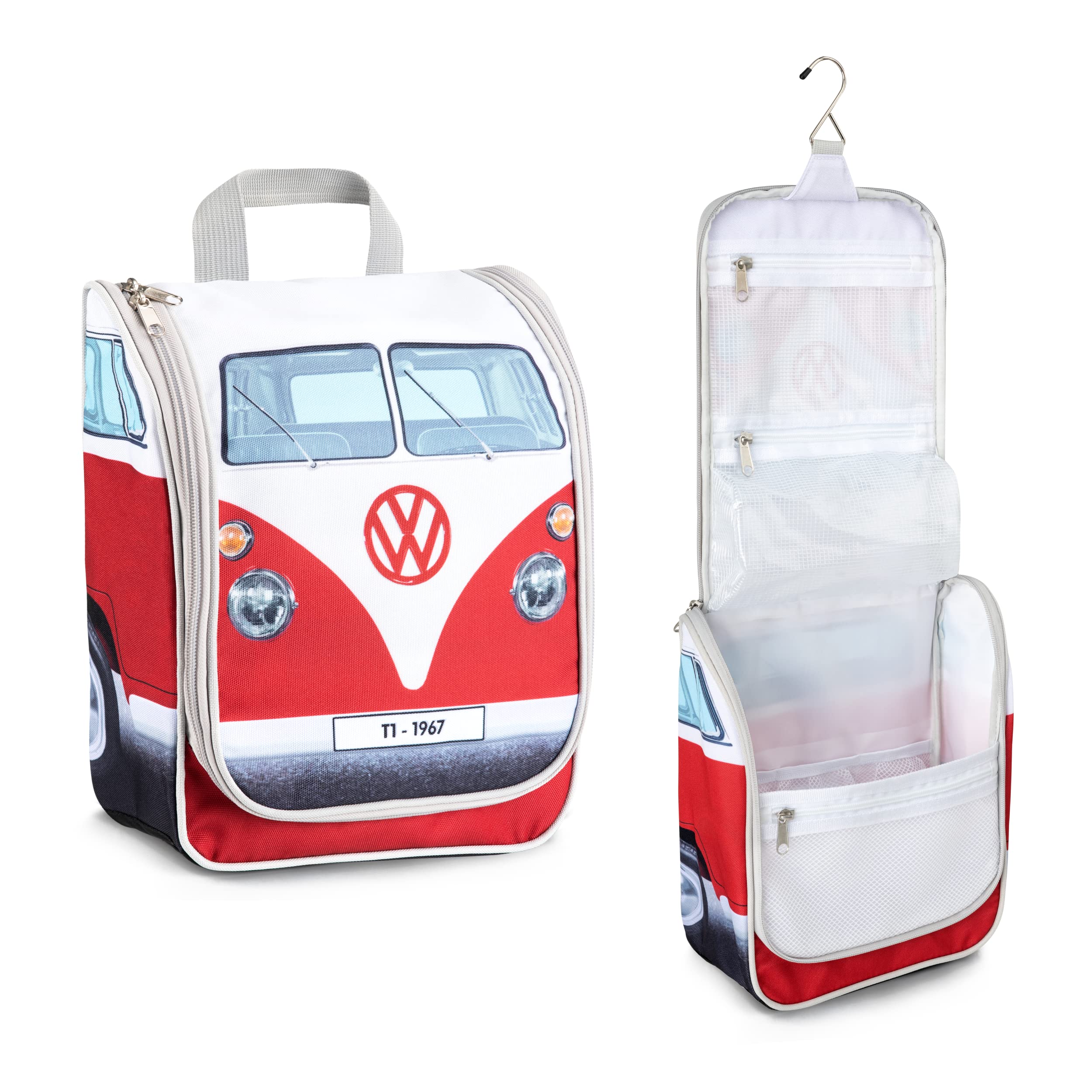 VW Hanging Travel Toiletry Bag, Adults and Kids Wash Bag, Unisex Travel Accessory, Red, Hanging Travel Toiletries Bag