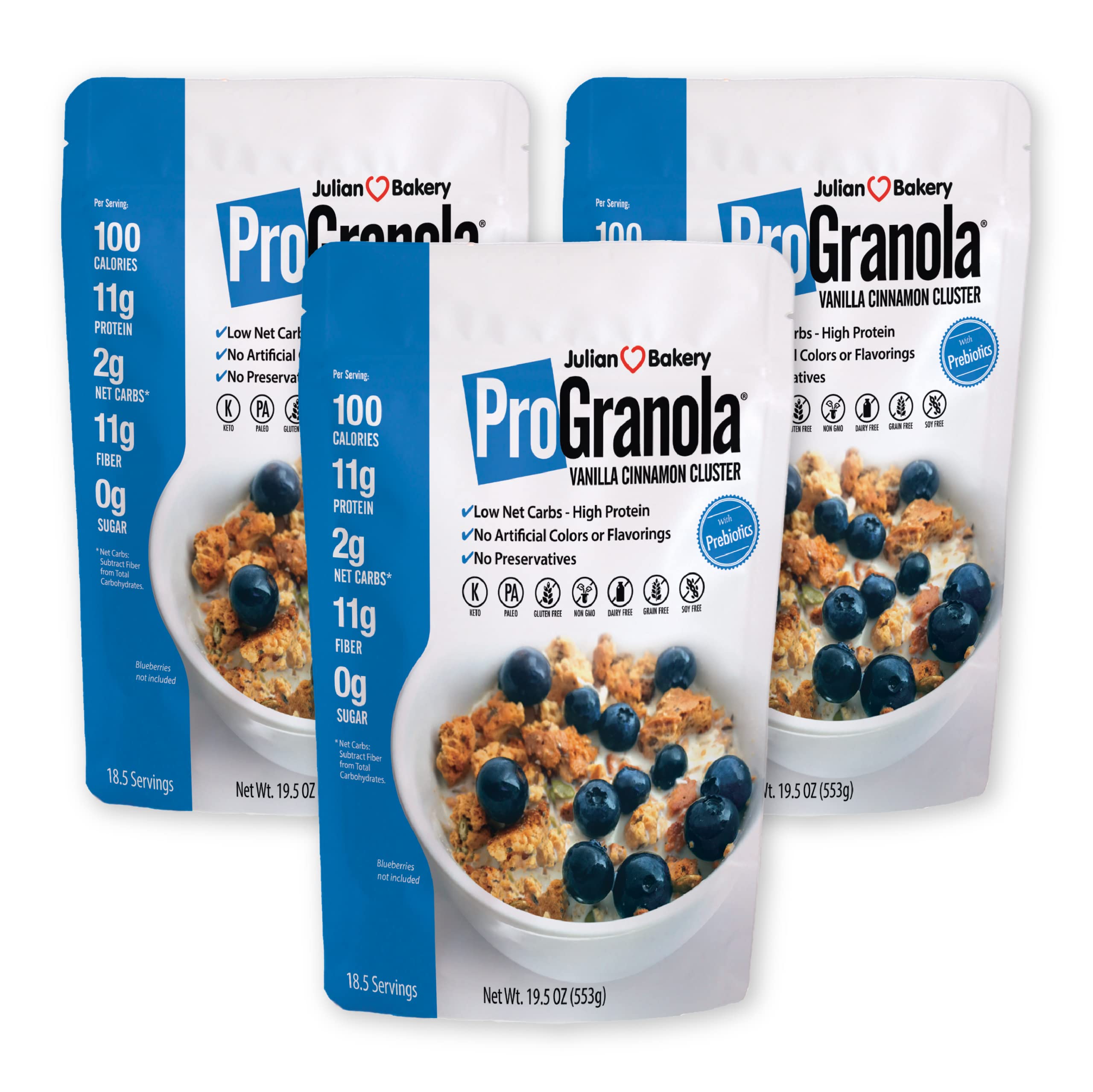 Julian Bakery® ProGranola® Cereal | Vanilla Cinnamon | 12g Protein | Paleo | 2 Net Carbs | Gluten-Free | Grain-Free | 3 Pack