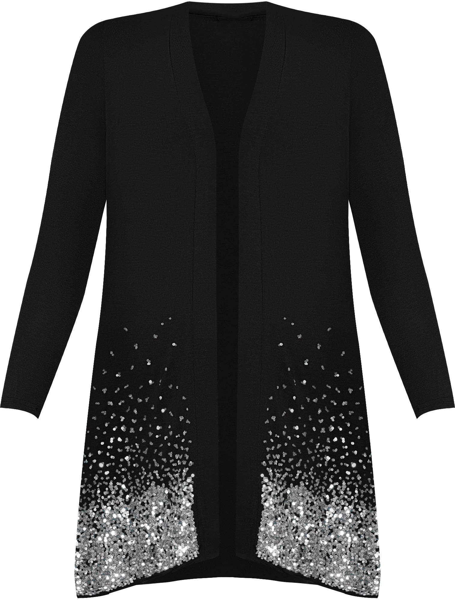 WearAllNew Plus Size Ladies Sequin Cardigan Long Sleeve Womens Sparkle Top Plus Sizes 12-30