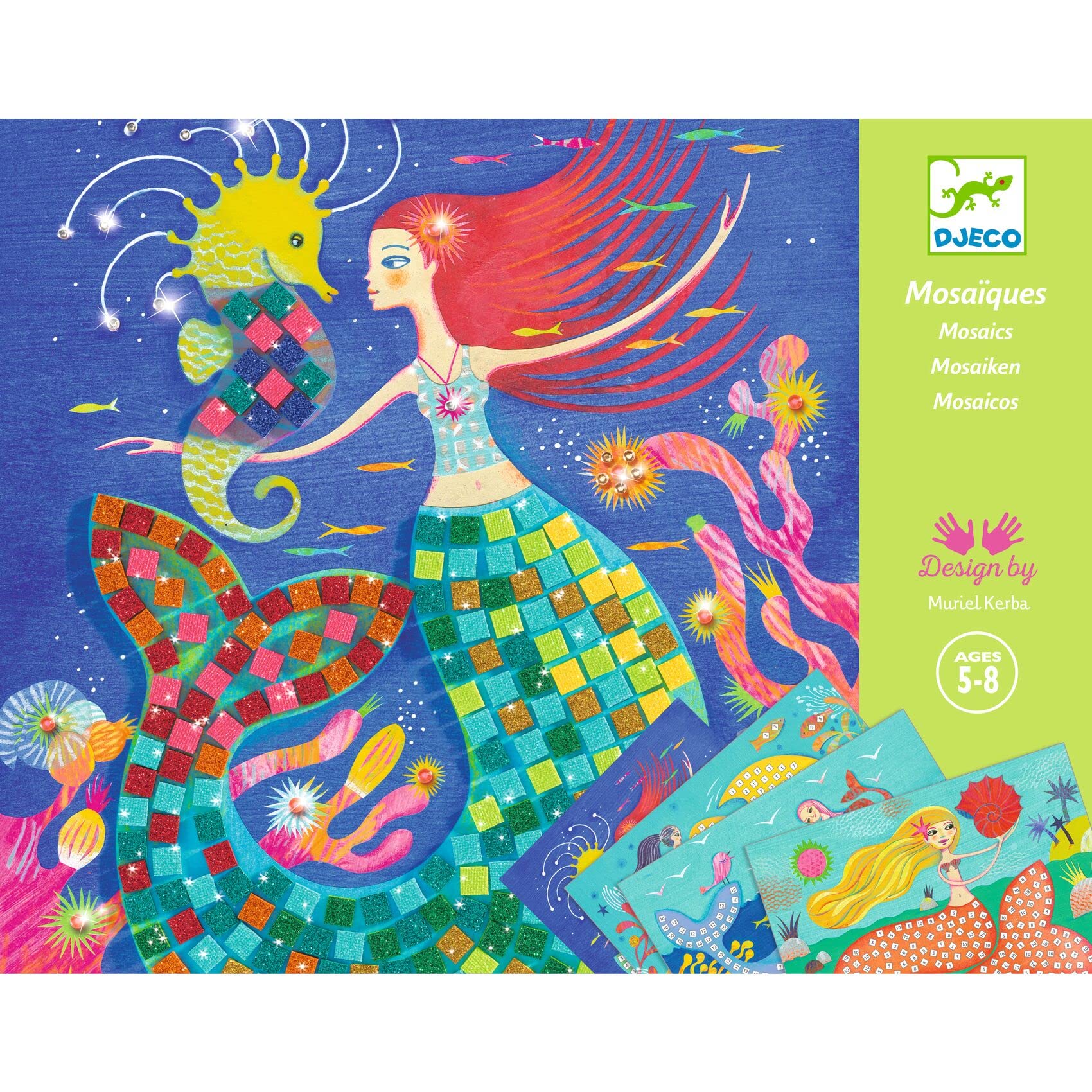 DJECOMermaid's Song Mosaic Arts & Crafts Kit - Create Your Own Glittery Underwater Scene for School - Fun & Creative for Family & Friends, Boys & Girls, Educational, Sticker Foam for Kids 5+