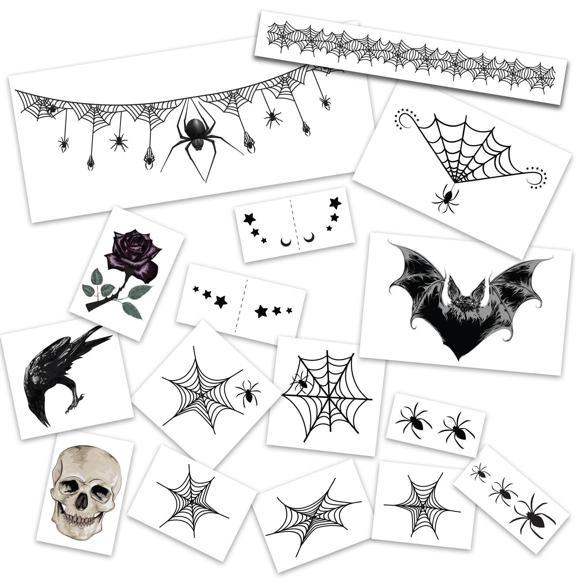 Spider Witch Temporary Tattoos | Halloween Costume Tattoo Kit | Skin Safe | MADE IN THE USA