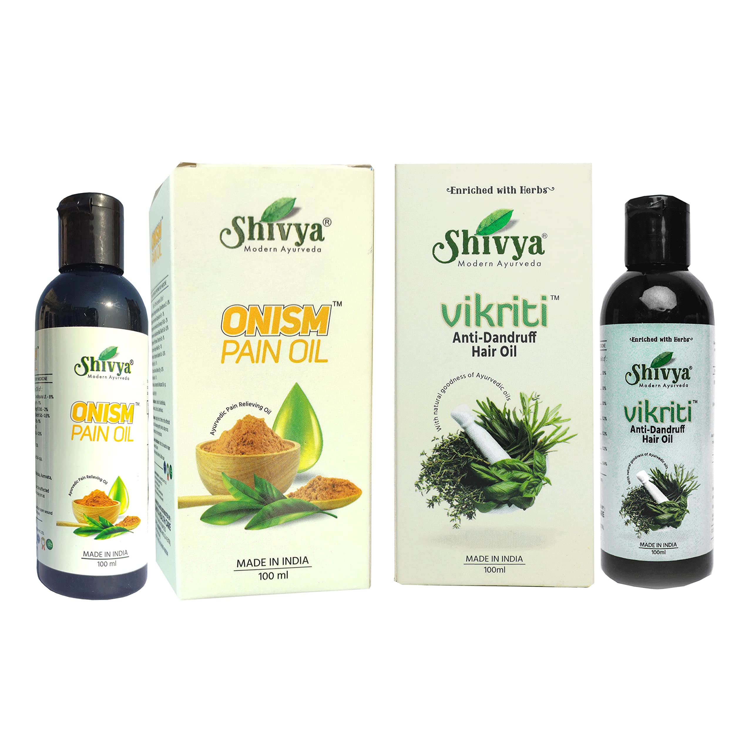 Shivya Modern Ayurvedic Pain Relieving Oil 100ml & Anti-Dandruff Hair Oil 100ml (Pack of 2)