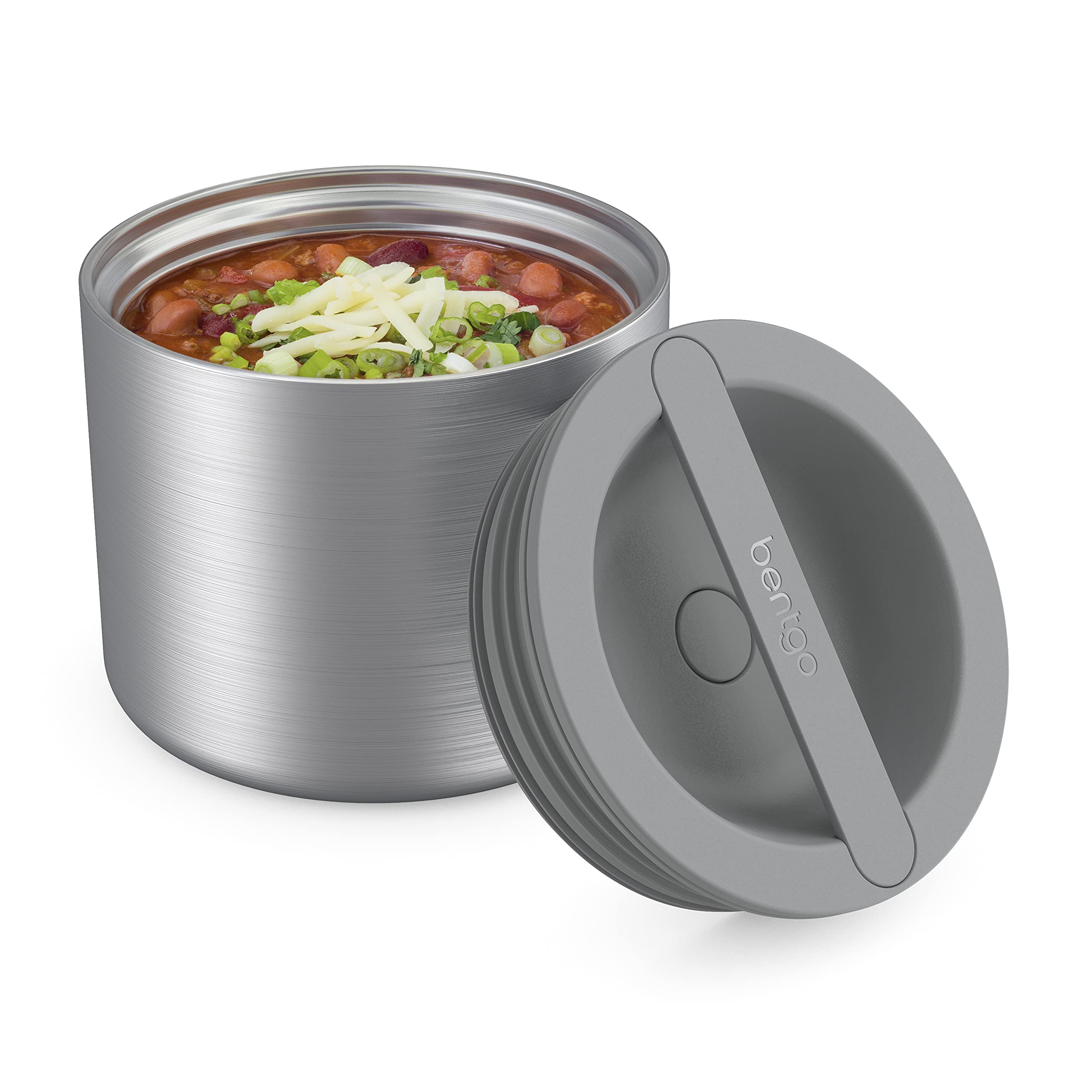 Bentgo® Stainless Insulated Food Container - Triple Layer Insulation, Leak-Proof Lid, Wide Mouth Design - Sustainable 2.4 Cup Capacity, Food-Grade Materials, Ideal for Cool or Warm Food (Steel)