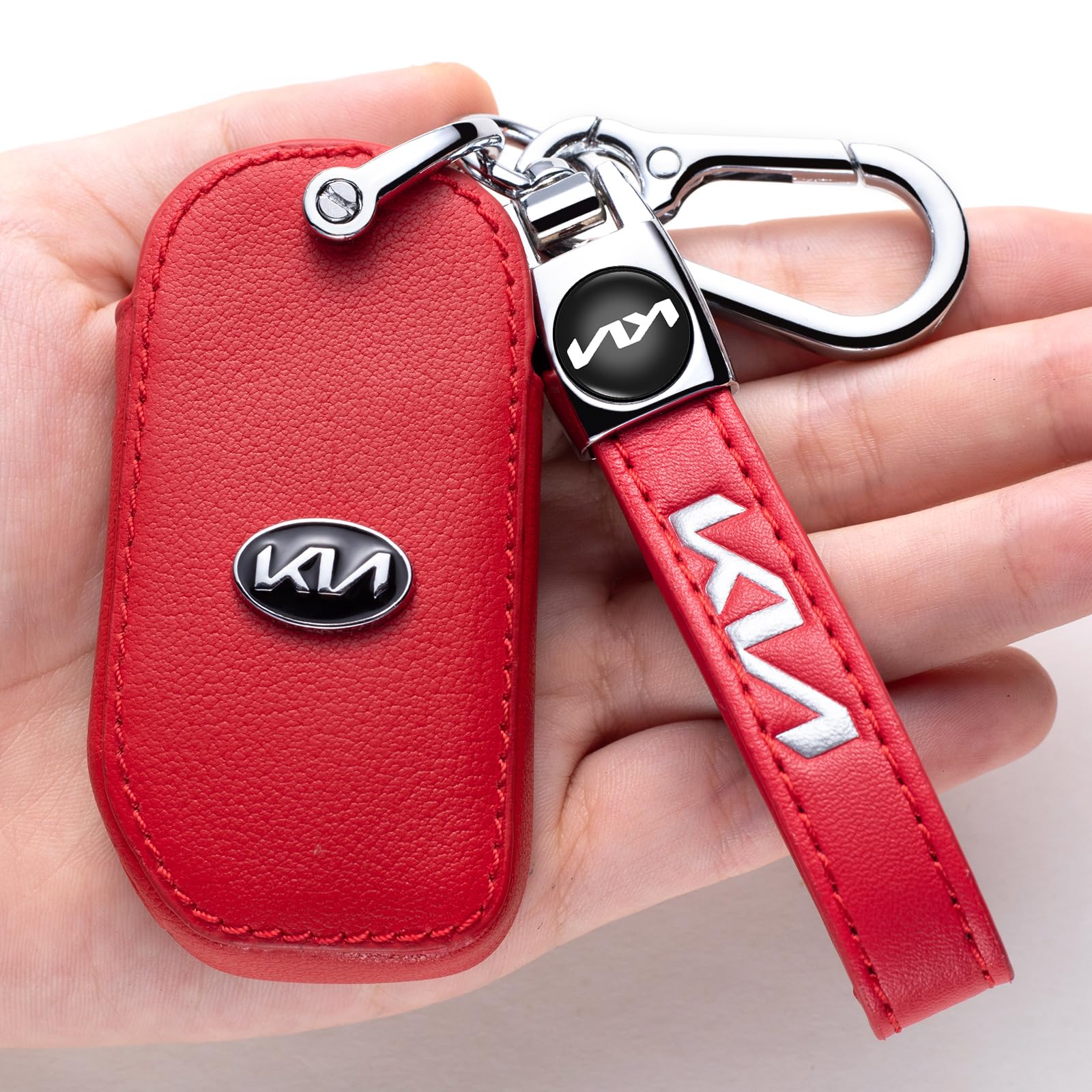 Leather Key Fob Case Cover for KIA ,Key Holder Suit for Kia Ceed Cerato Forte NIRO Seltos Sorento Soul Sportage Telluride Keyless Entry Remote Key case(5 Button)