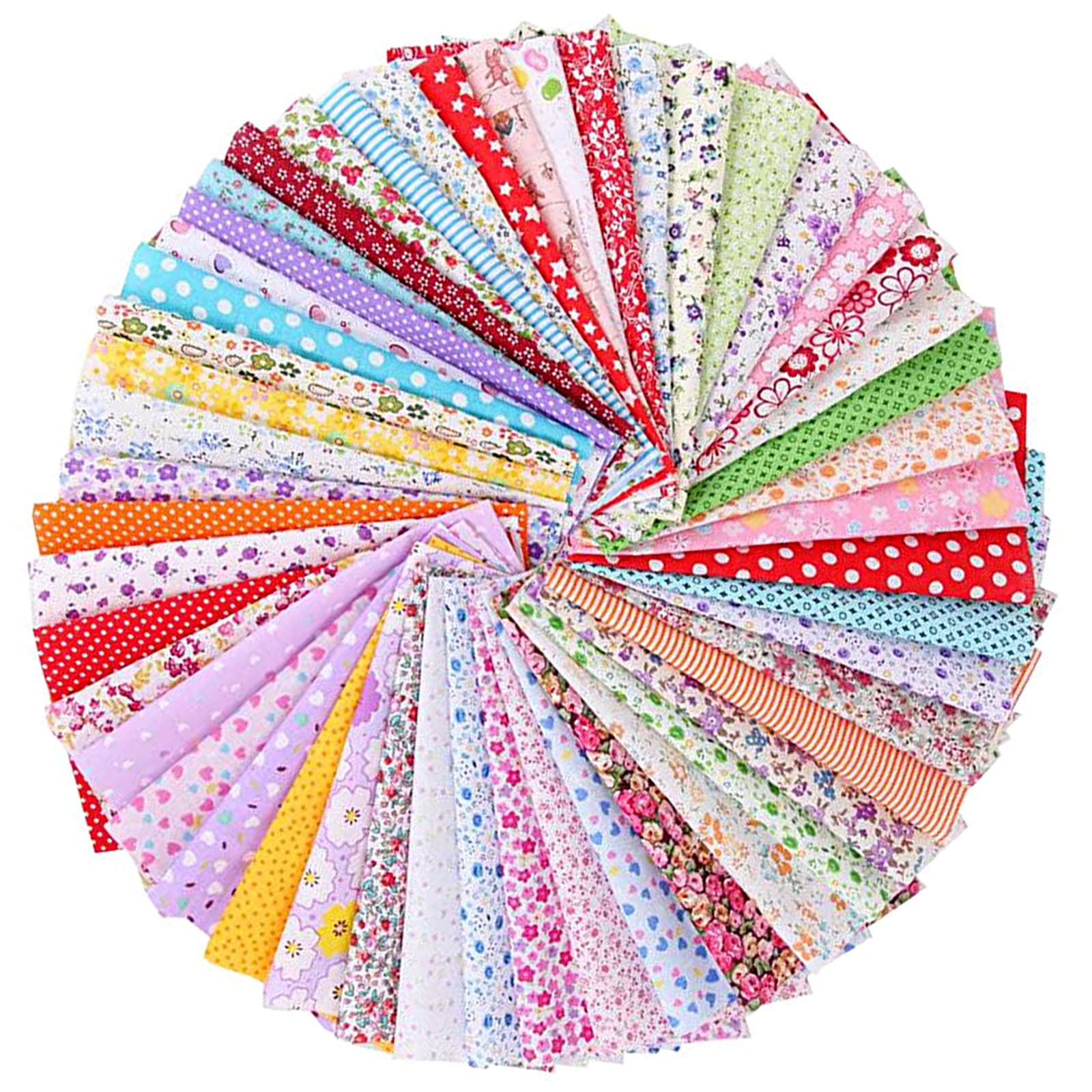 50pcs 10 * 10cm Squares Patchwork Fabric Bundles for Sewing Cotton ​Pattern Floral Fabric Squares Patchwork Mixed Squares Bundle for Artcraft Sewing Fabric Cotton Patchwork Squares Precut DIY Sewing