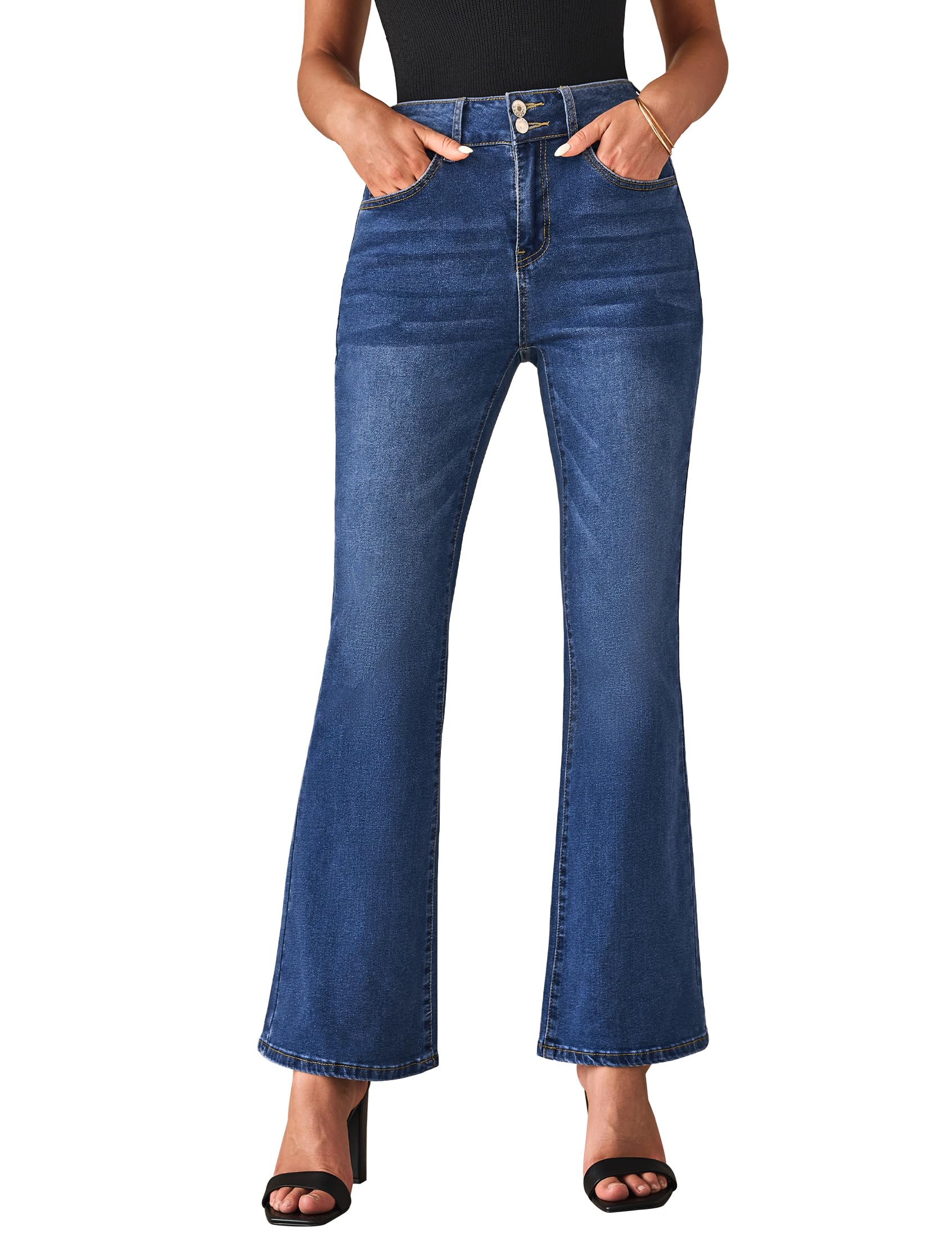 luvamiaWide Leg Jeans for Women High Waisted Trendy Bell Bottom Flare Stretch Denim Trouser Jeans Pants Flared Jeggings