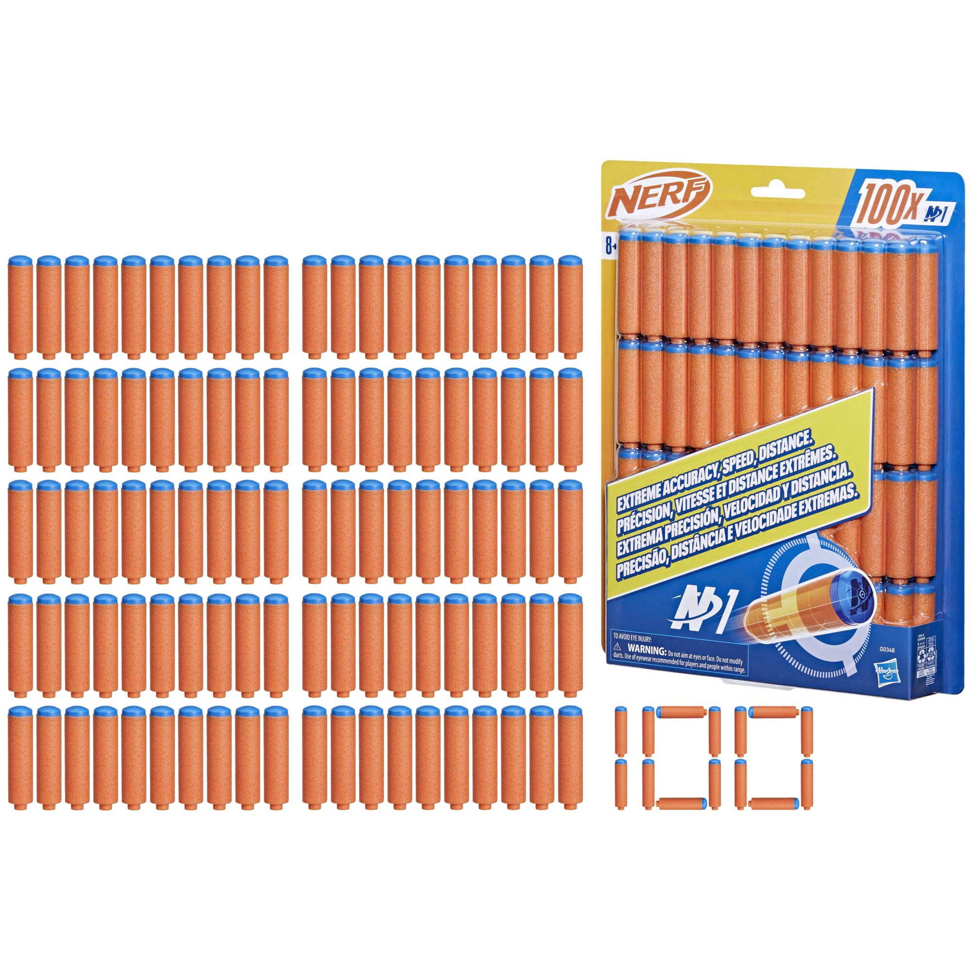 Nerf N Series N1 Darts, Includes 100 Darts, Compatible Only with Nerf N Series Blasters, Outdoor Games, Ages 8+ (Amazon Exclusive)