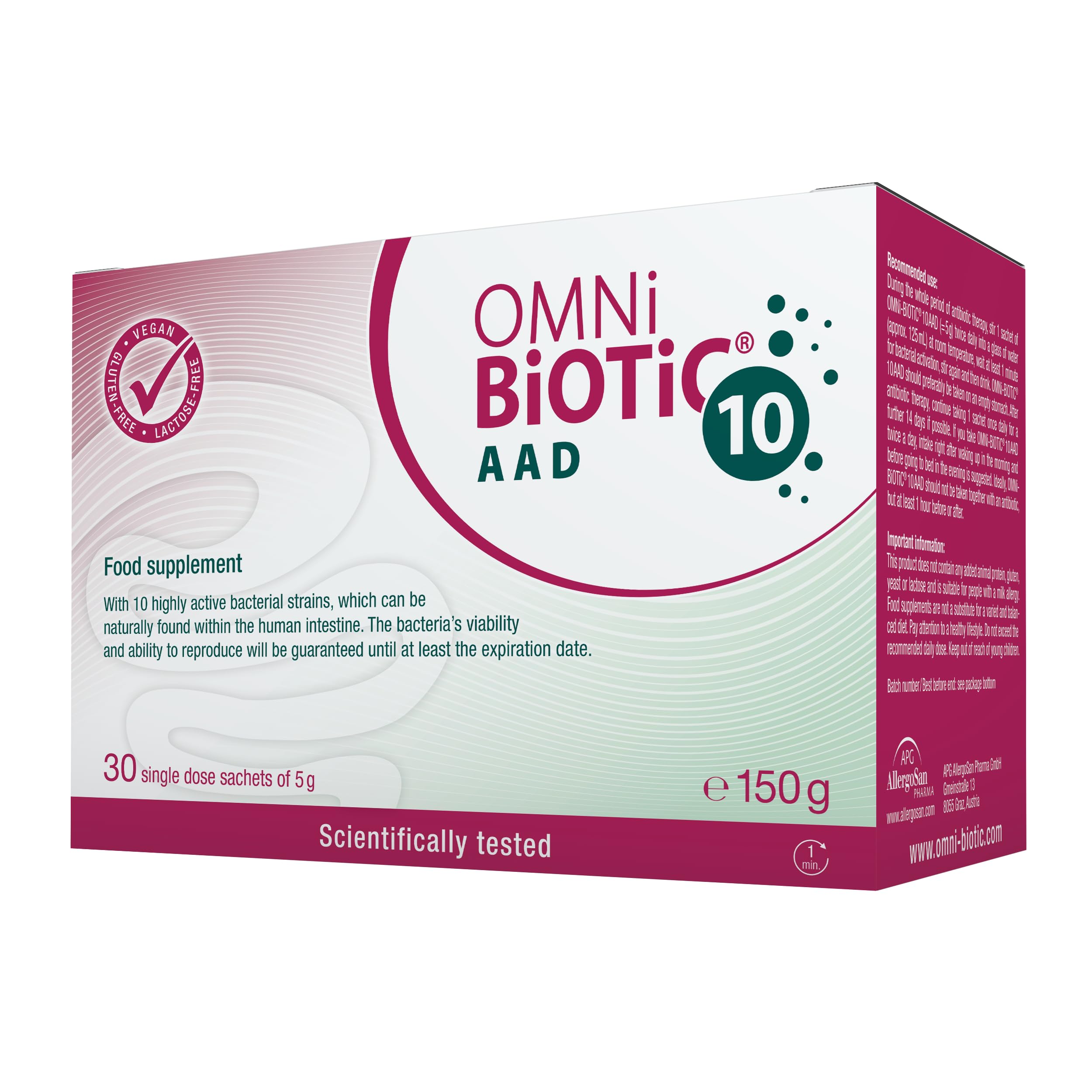 OMNi BiOTiC 10 AAD, Vegan Multi Strain Formulation, 30 Single Dose Sachets, White