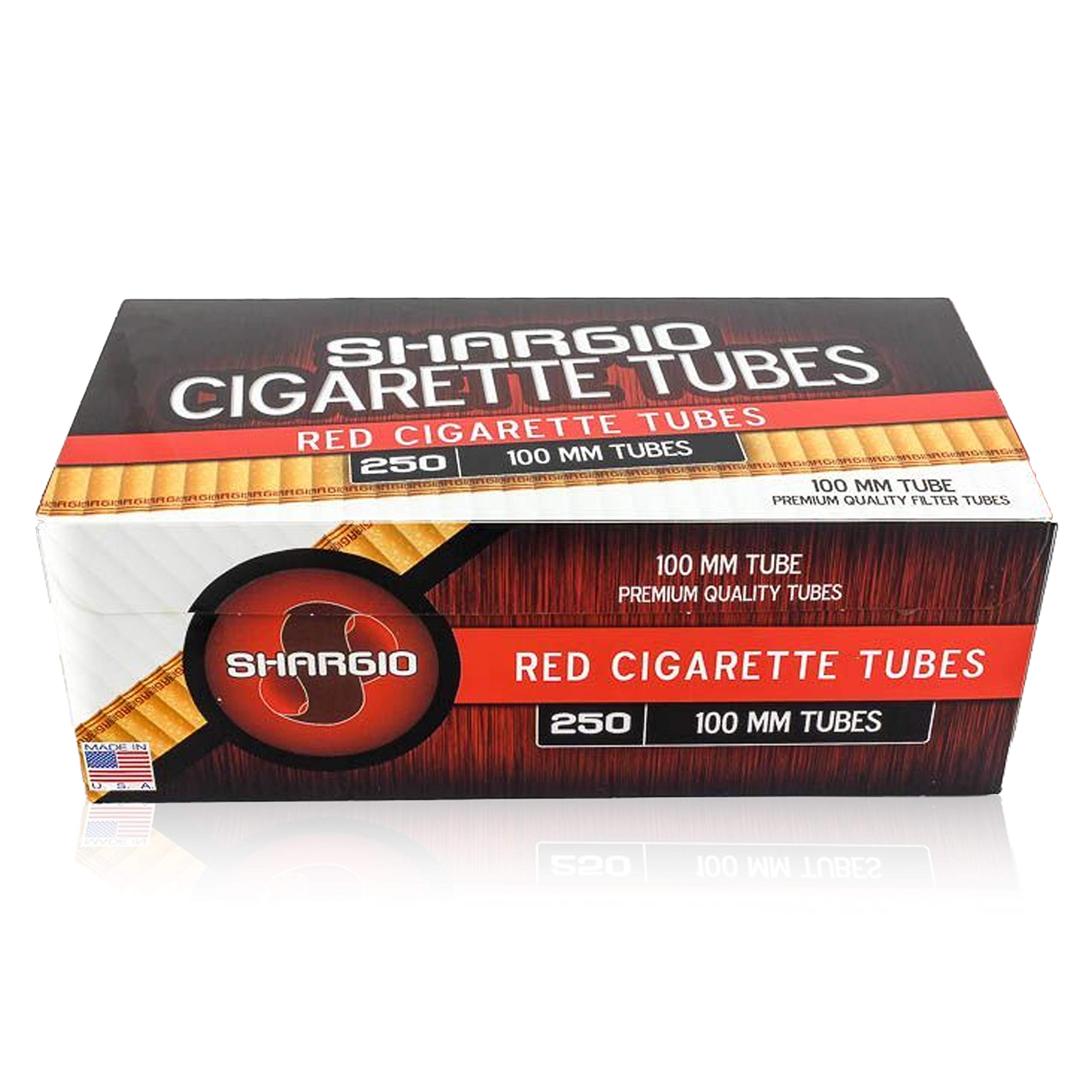 Shargio Red Tubes Full Flavor Contain 100's Filter Tubes 250 Per Pack and Bonus Case