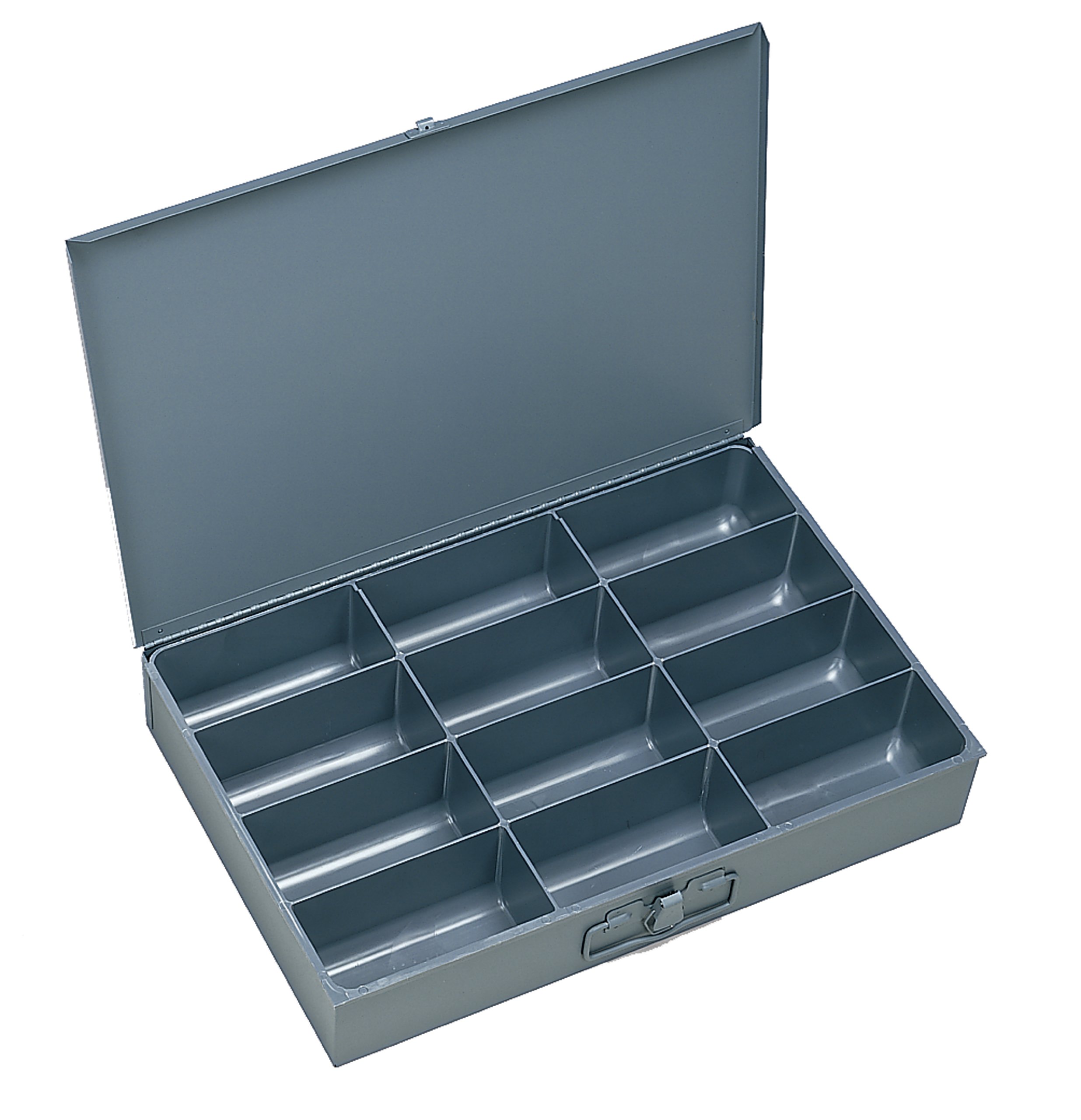 Durham 115-95-IND Gray Cold Rolled Steel Individual Large Scoop Box, 18" Width x 3" Height x 12" Depth, 12 Compartment