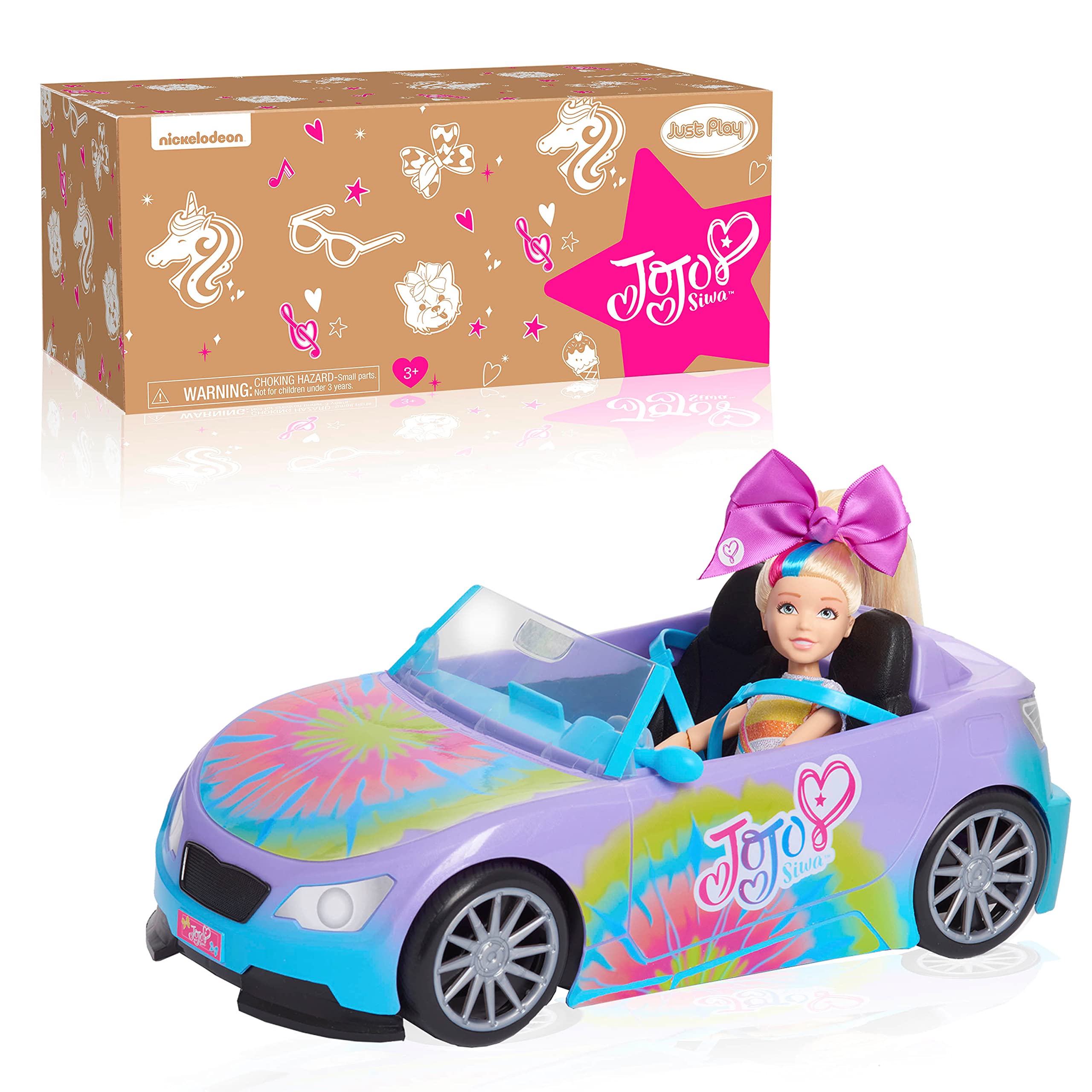 JoJo Siwa California Cruiser, Doll Car, Rainbow Tie-Dye, Fits Two Fashions Dolls