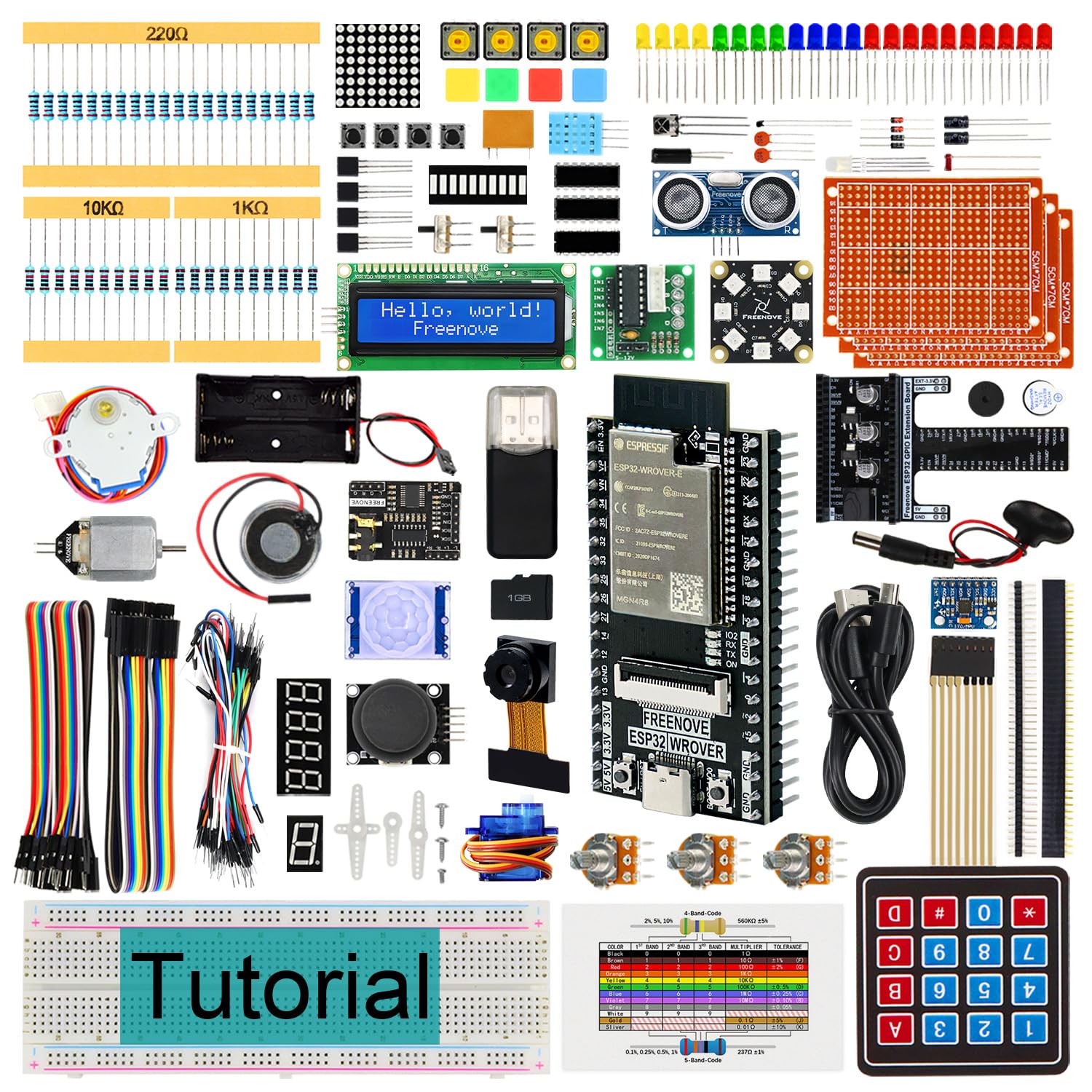 FREENOVEUltimate Starter Kit for ESP32-WROVER (Included) (Compatible with Arduino IDE), Onboard Camera Wireless, Python C, 814-Page Detailed Tutorial, 240 Items, 127 Projects