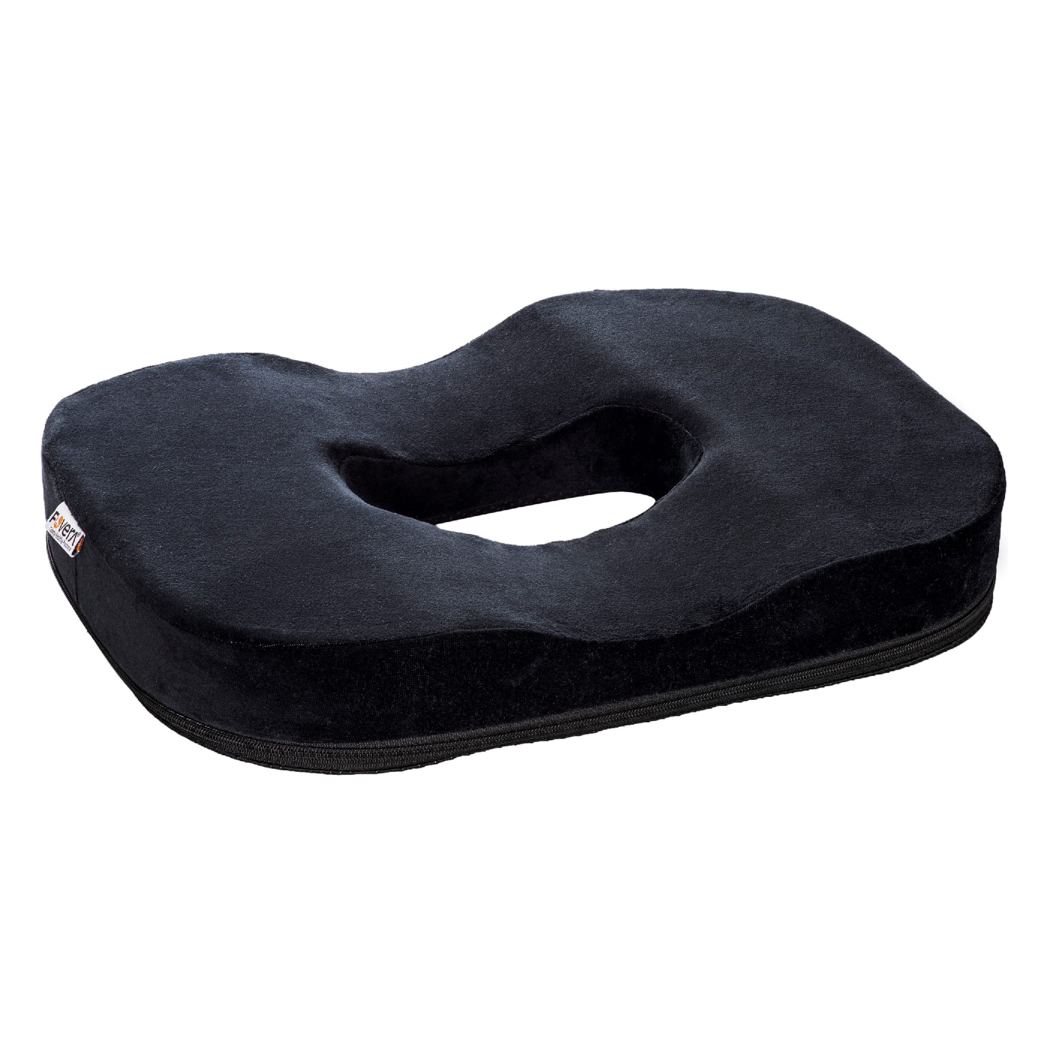 FOVERA Orthopedic Memory Foam Donut Seat Cushion Pillow for Piles/Hemorrhoids for Pain Relief for Piles, Coccyx, Prostate, Sciatica, Post-Natal, Pregnancy (L - Above 80kg Wt, Black)