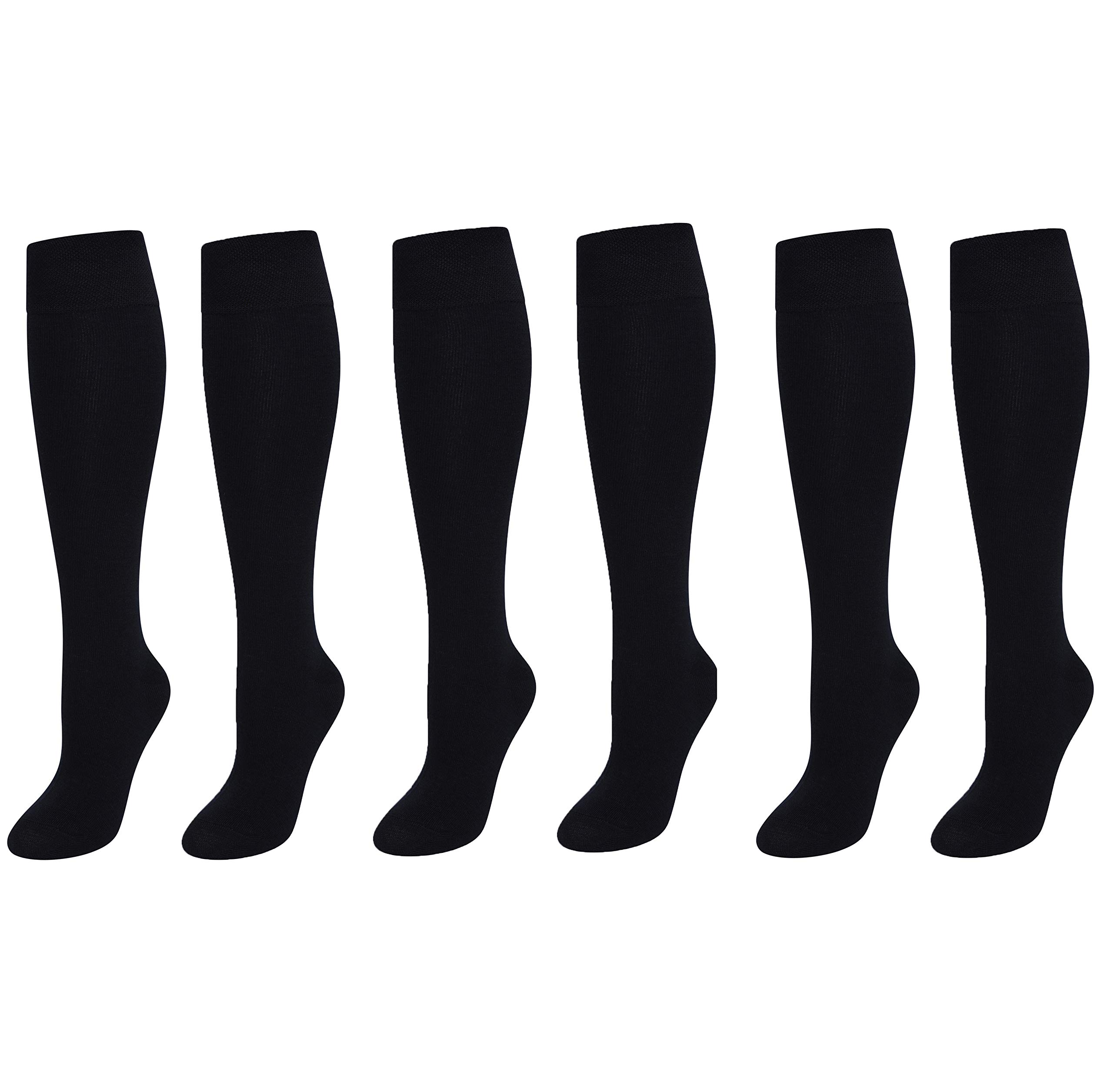 Sockstack6 Pairs Of Girls Knee High Socks, Children's Black, Grey, Navy, White Long School Socks