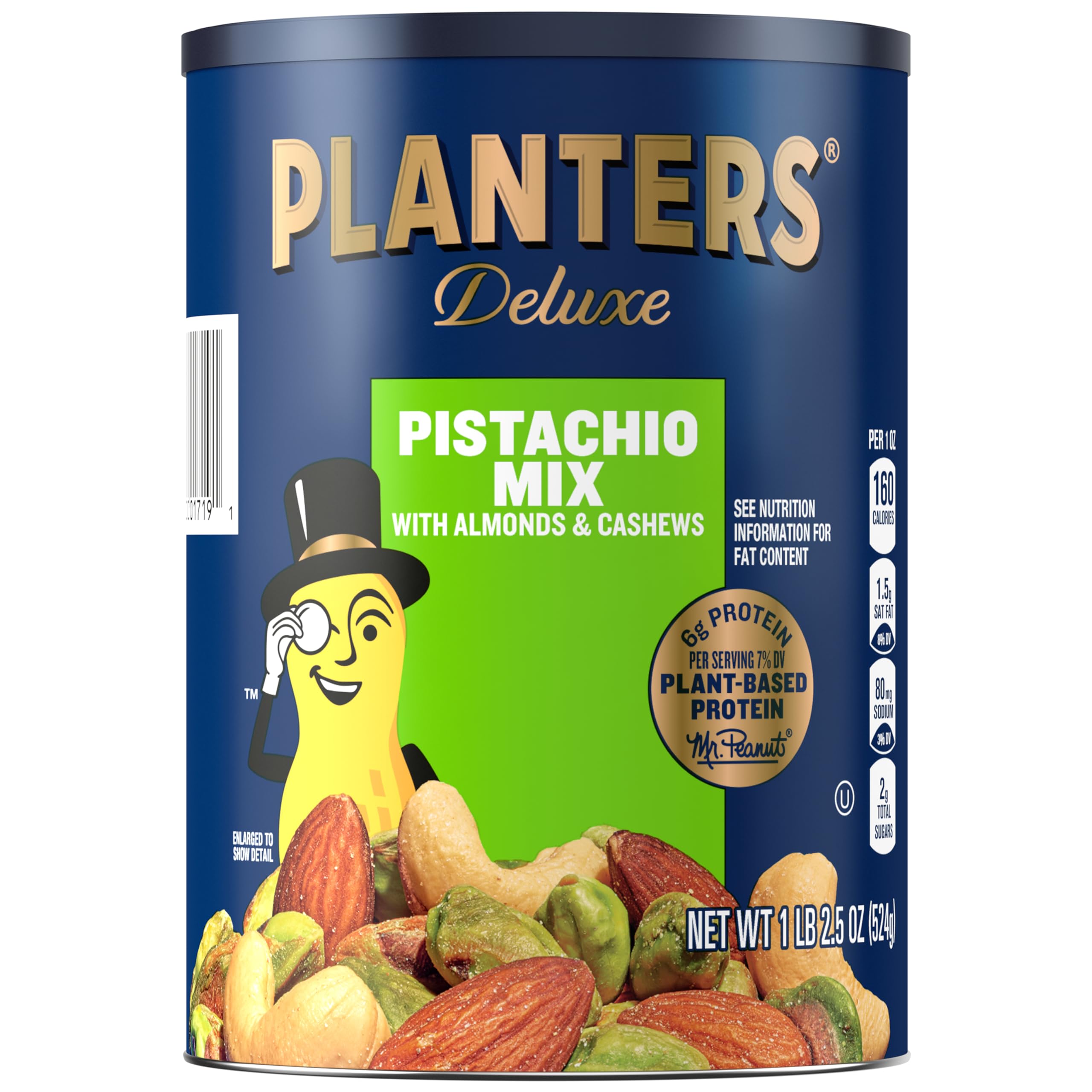 PlantersPistachio Lovers Nut Mix, Mixed Nuts Snack with Pistachios no shell, Almonds & Cashews, Party Snacks, Plant-Based Protein, After School Snack, Bulk Nuts, Kosher 1lb 2.5oz Canister