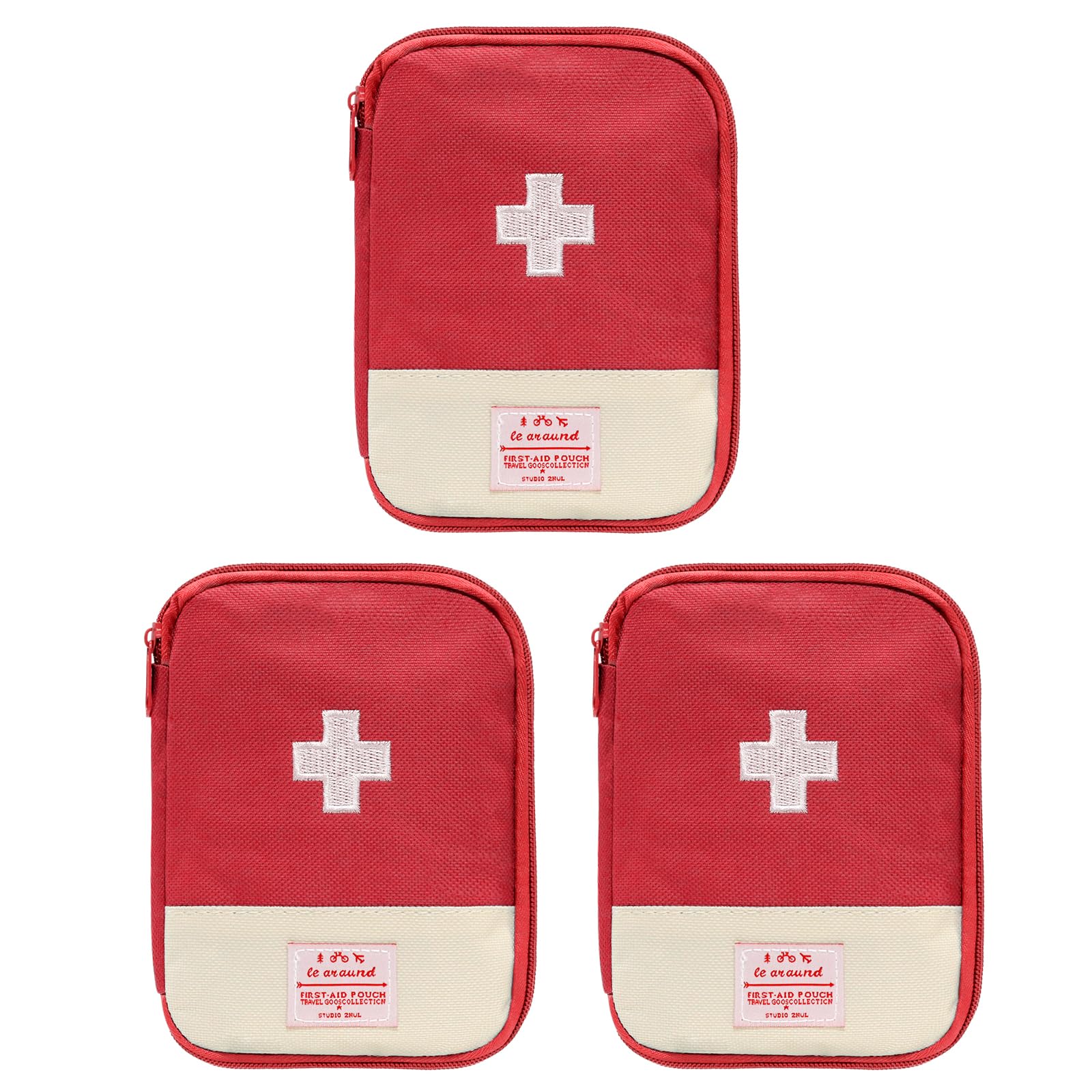 Faylapa3Pcs Mini Empty First Aid Bag, 7x5 inches Travel Essentials Portable Medical Pouch Medicine Bag for Hiking, Home, Travel, Camping, Outdoor, Car, Office (Bag Only)