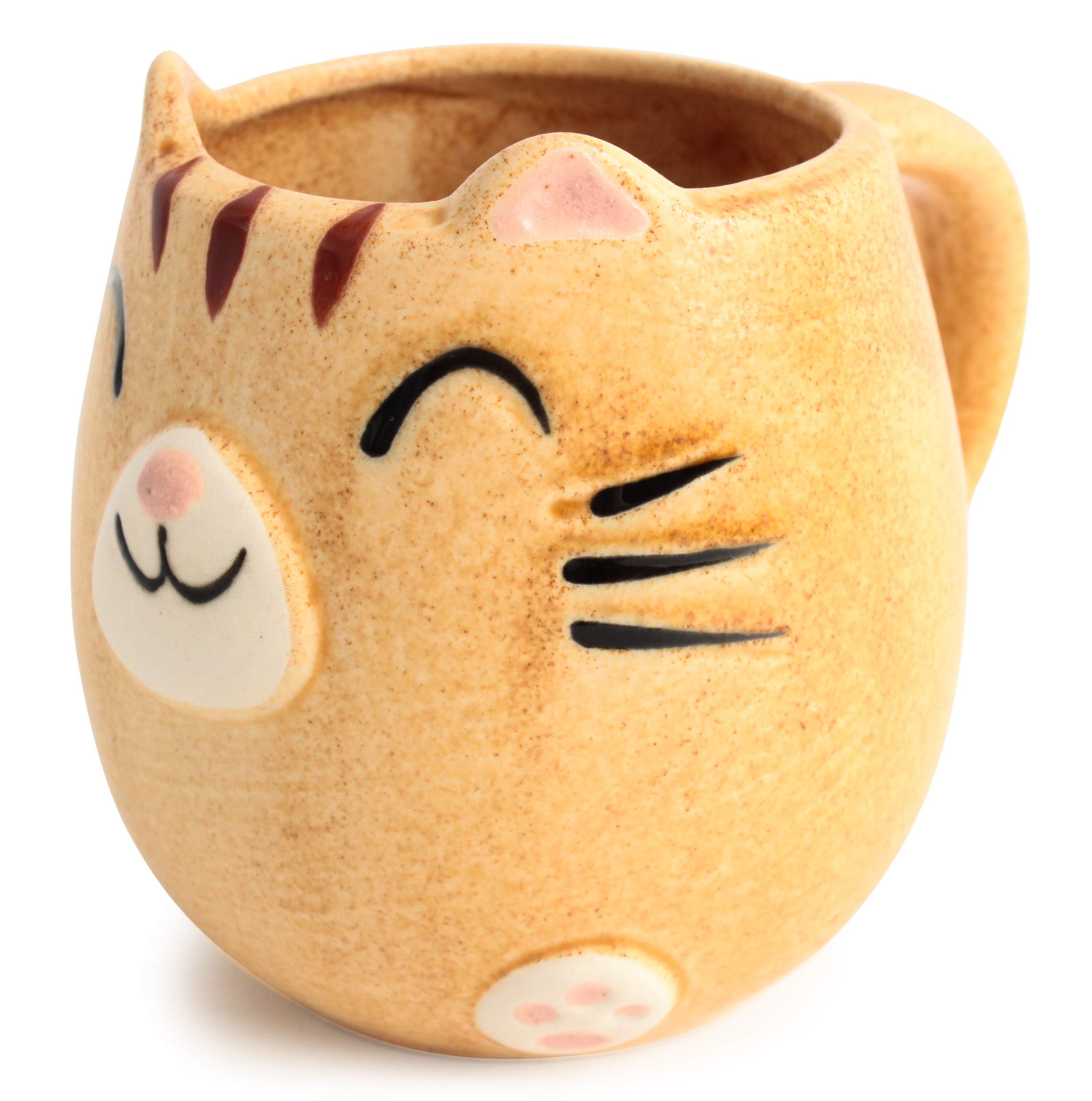 Mino ware Japanese Pottery Mug Cup Cat Shape Honey Yellow made in Japan (Japan Import) CPM007