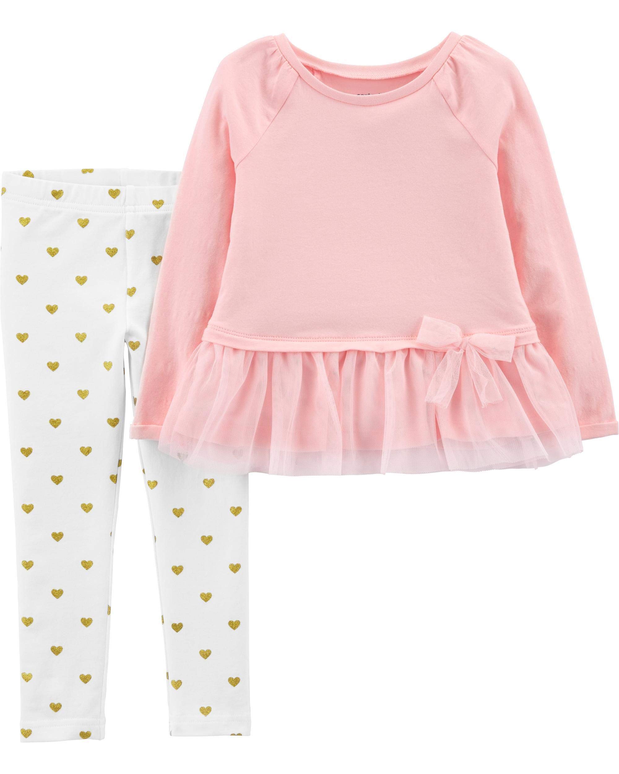 View Larger Carter's Carter's 2PC Bow Peplum Top & Striped Legging Set