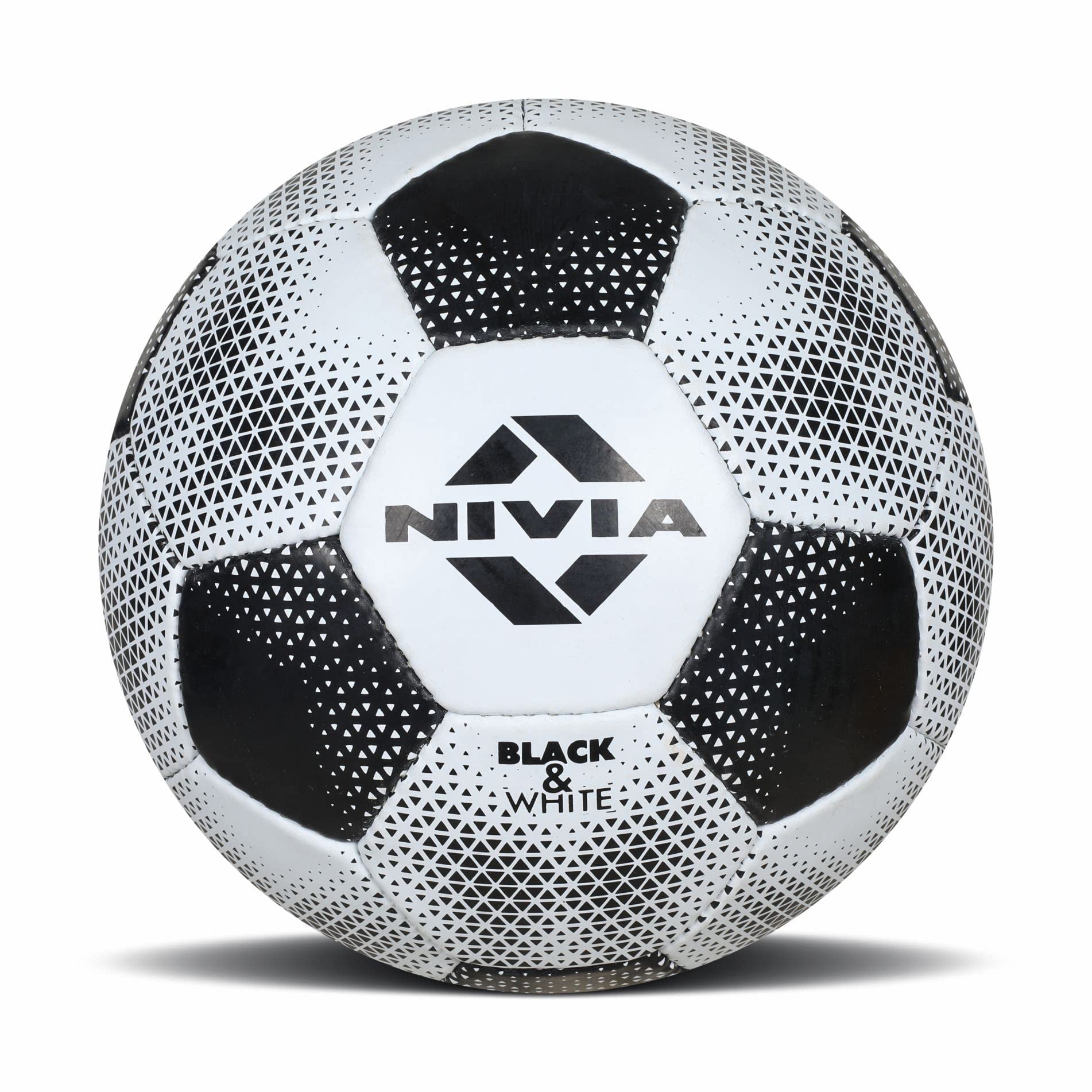 Nivia Black & White Football Ball for Men/Women, Rubberized Stitched, Suitable for Hard Ground Without Grass, Training Football Ball, Soccer Ball, Size - 5