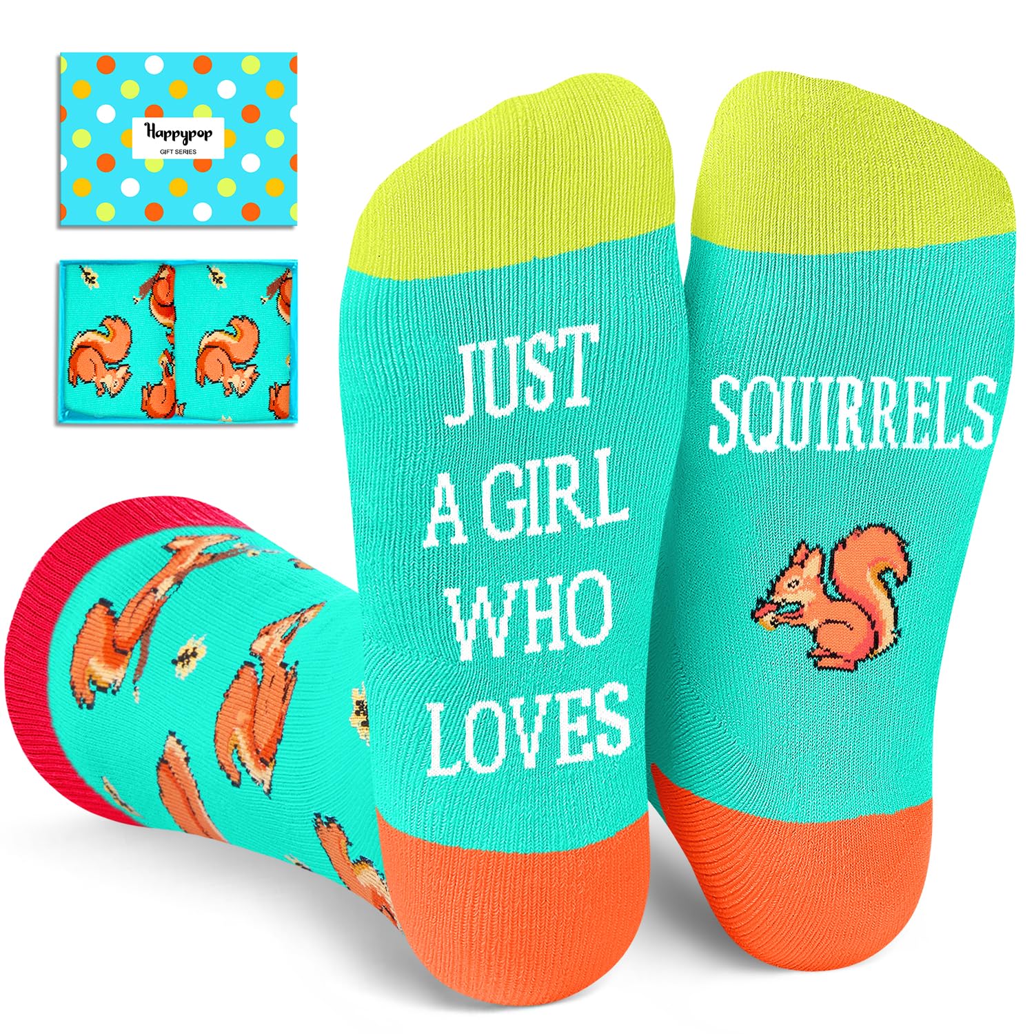 HAPPYPOPFunny Squirrel Gifts for Women Girls - Squirrel Socks Squirrel Gifts for Teens, Squirrel Stocking Stuffers for Her