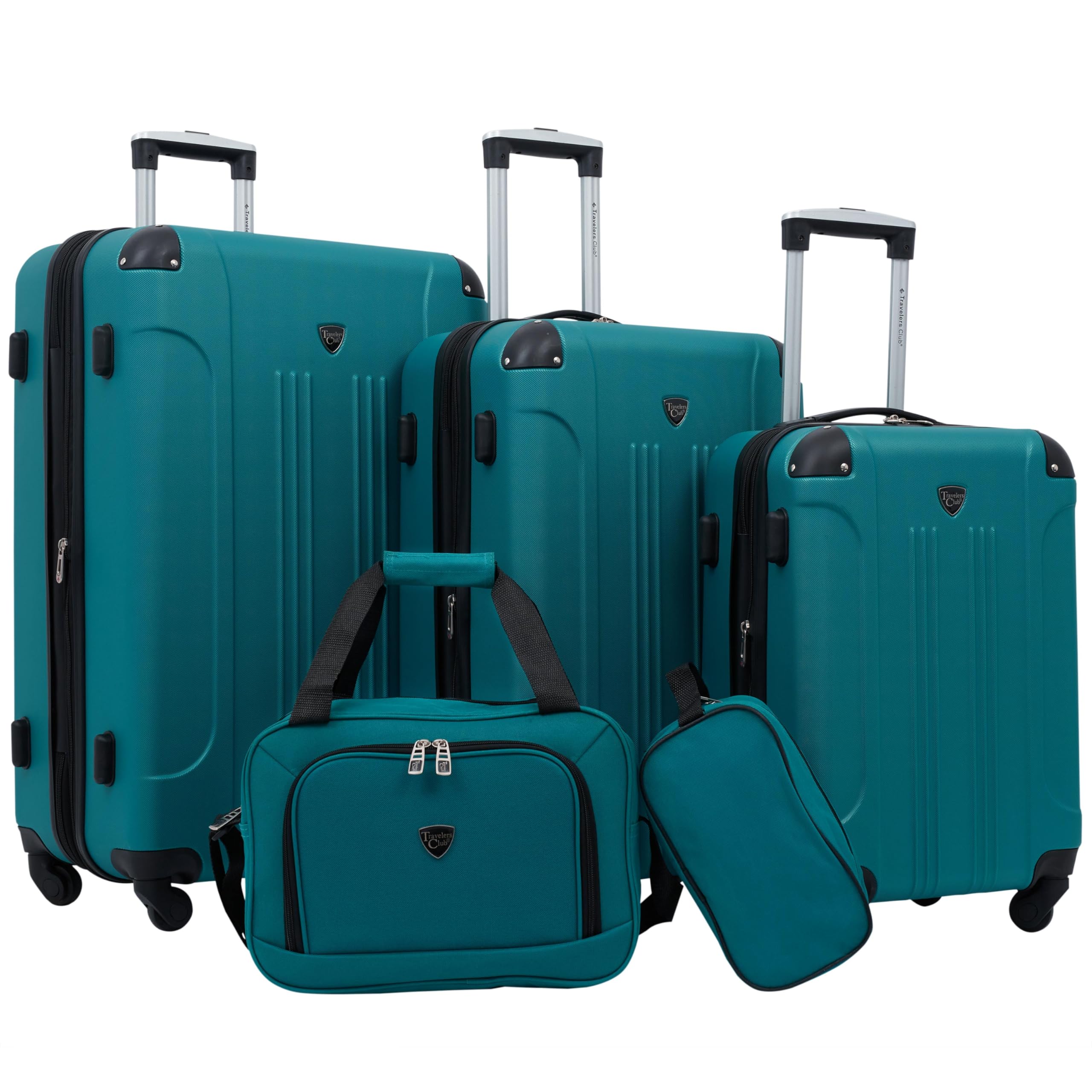 Travelers ClubChicago Hardside Expandable Spinner Luggage, Teal, 5 Piece Set