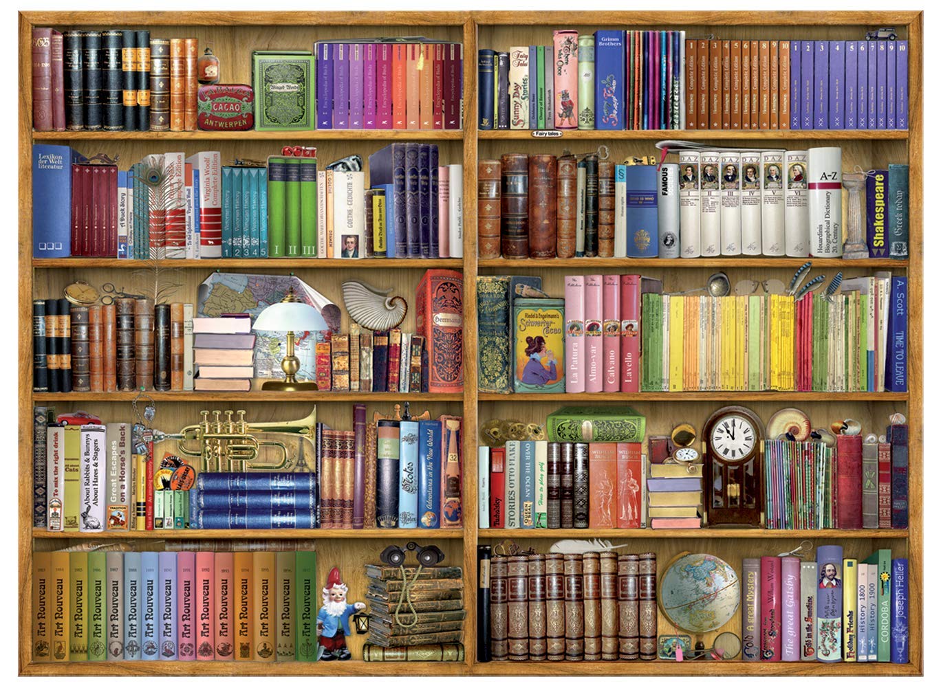 Jigsaw Puzzles 1000 Pieces for Adults Difficult Hard Jigsaw Puzzles for Women Men Premium Cardboard Precise Interlocking BOOKSHELVES - ideal as a gift