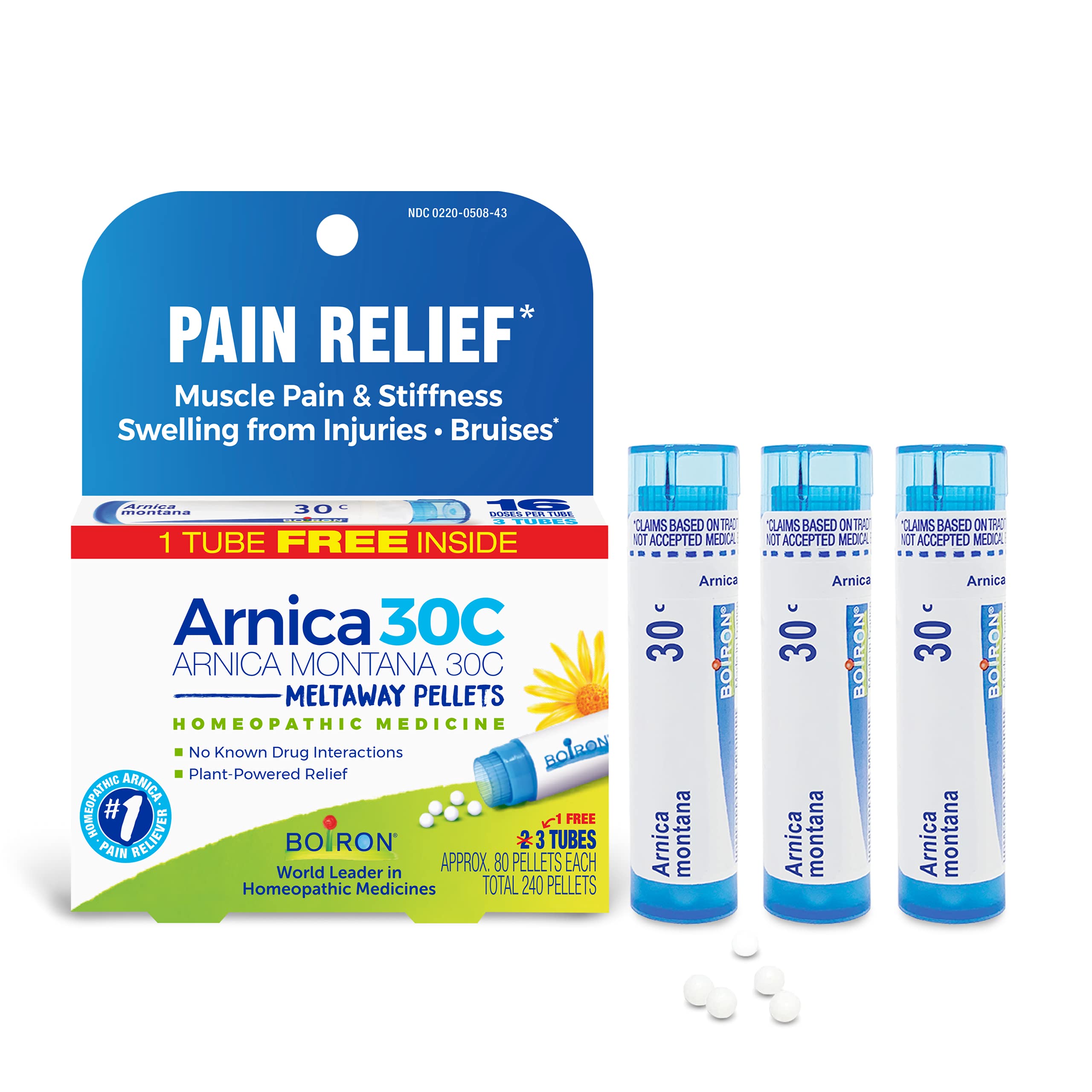 Boiron Arnica Montana, 1 Pack of 3 Tubes, 30C Pain Relief Medicine