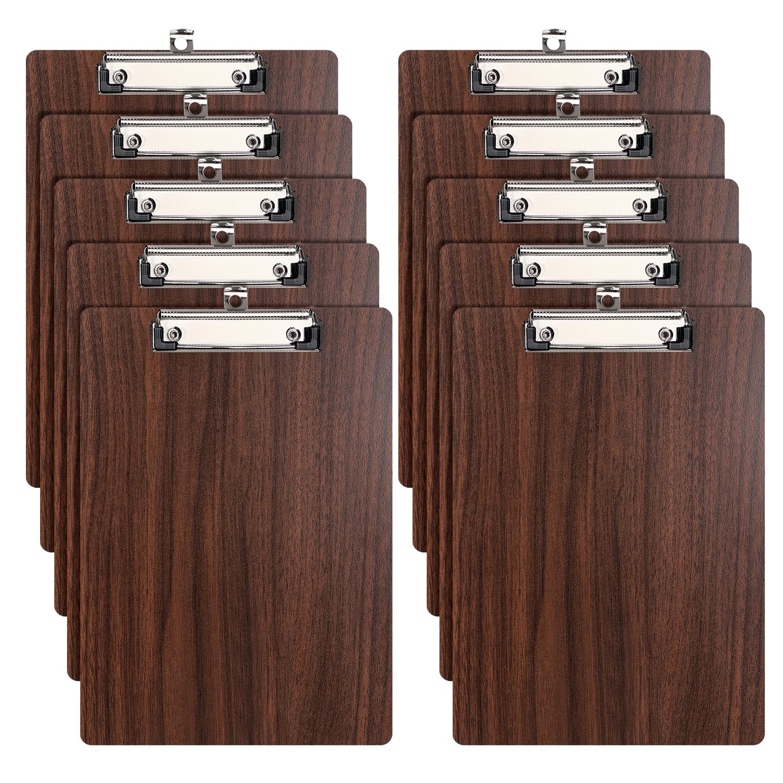 HUAJIE 10 Pack Clipboards,Wooden Clipboards Clip Boards with Low Profile Clip,Standard A4 Letter Size Wood Clipboard Hardboard for Office, School, Classroom