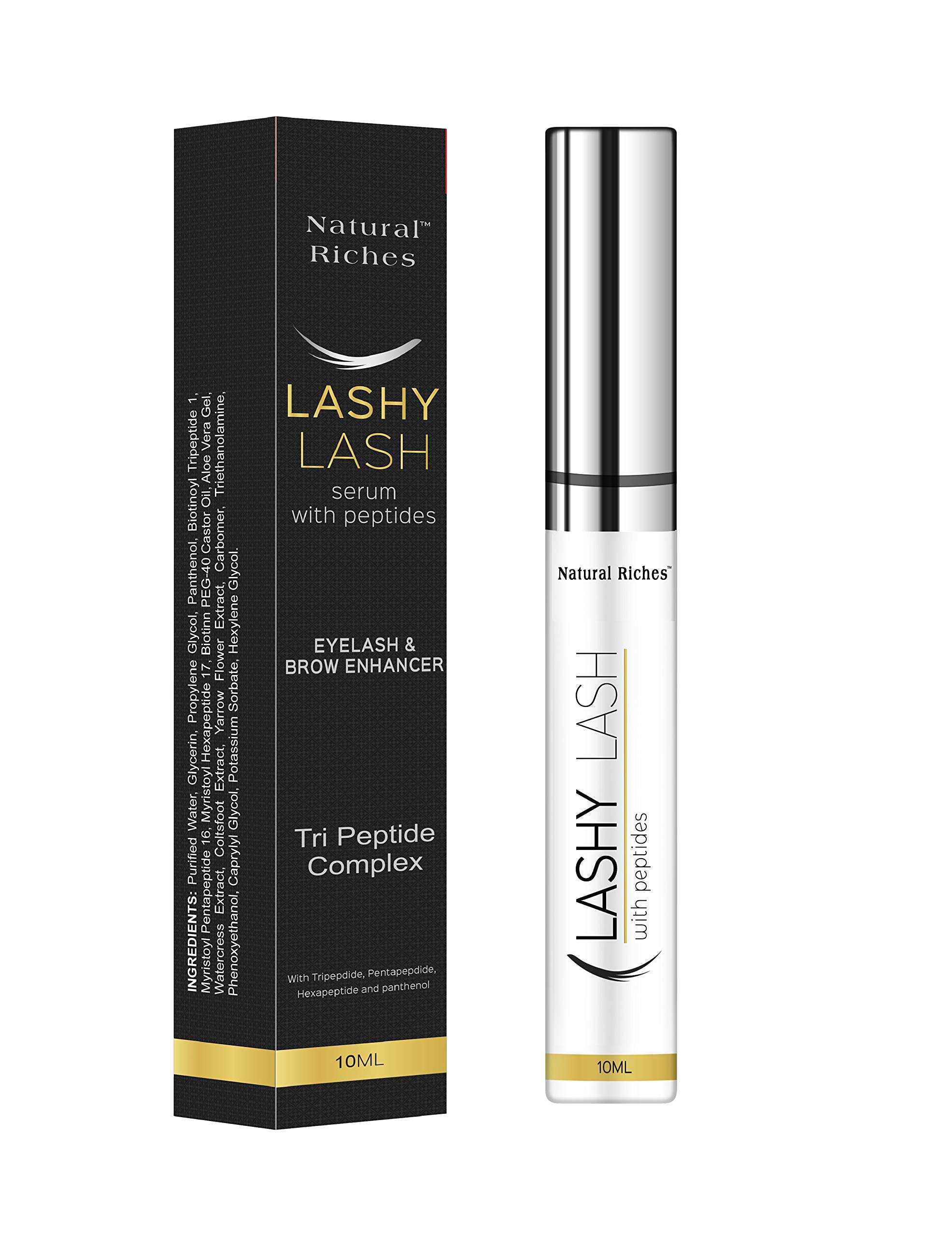 Natural Riches Eyelash Growth serum peptide lash Natural Regrowth Enhancing Formula for hydrated Longer Fuller Eyelash and Thicker Eyebrows - 10ml/0.33fl oz.