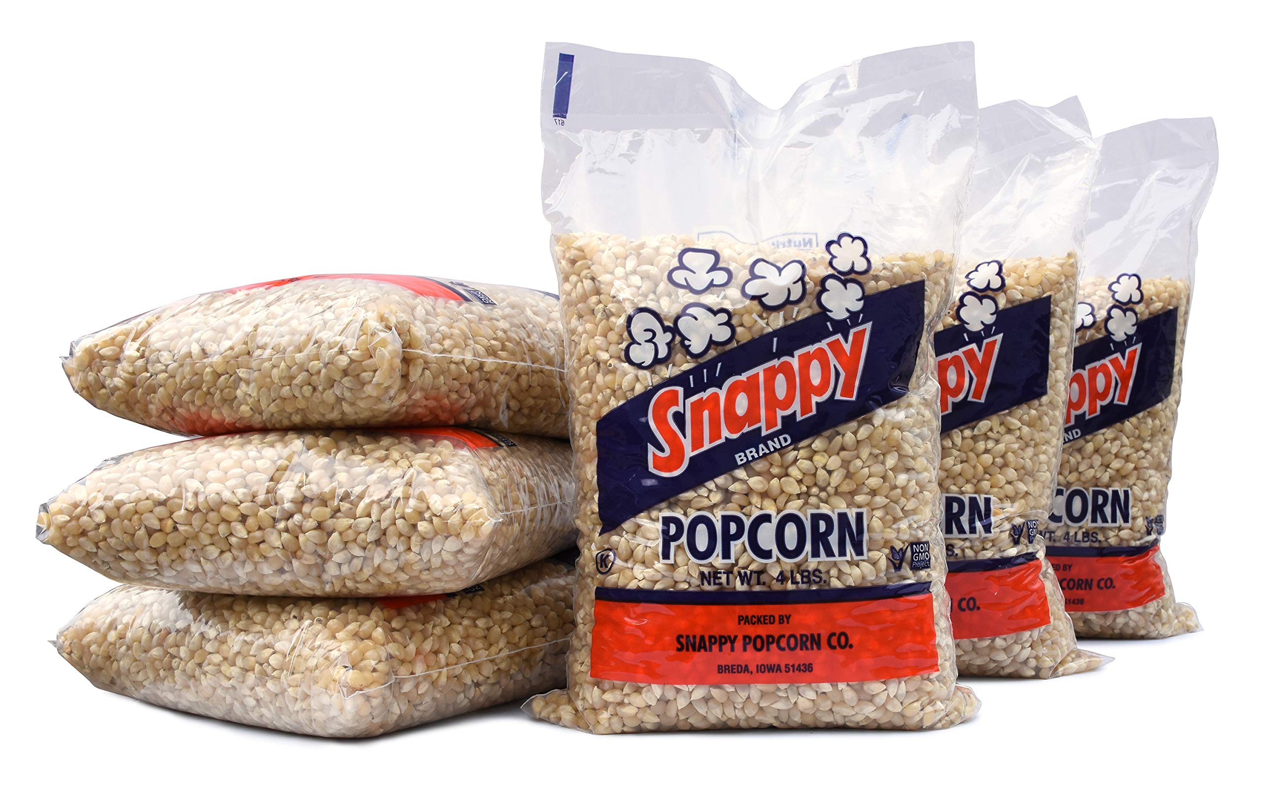 Snappy White Popcorn Kernels, 4lb Bags, 6 Pack