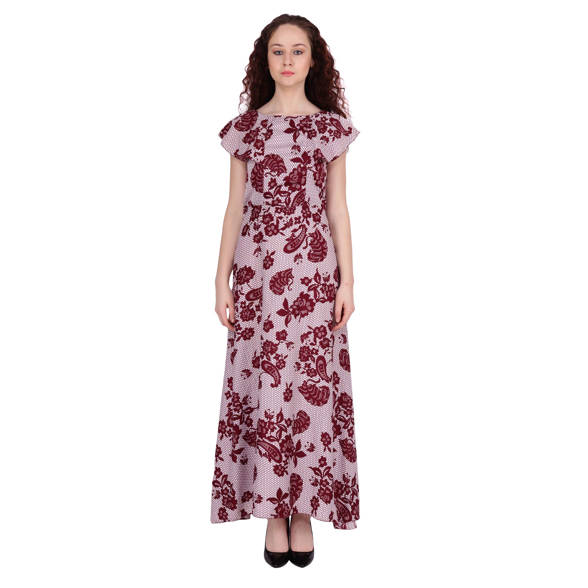 SHYAMMC Multi Printed Crepe with Ruffle Sleeve Maxi Dress