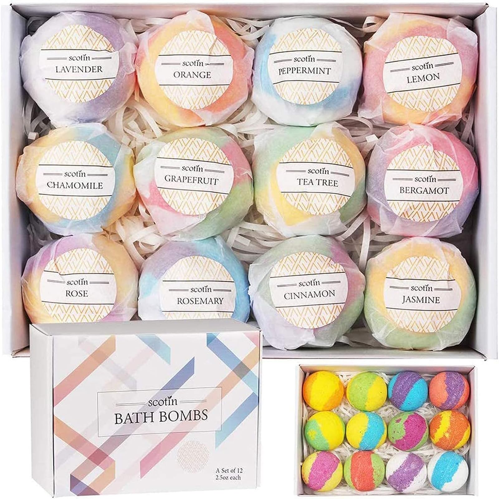 YHOME 12Pcs Bath Bombs Gift Set for Women & Kids, Bubble Bath Bombs,Natural Essential Oil Shower Bombs,Relaxing Spa Bathbombs,Ideal Gifts for Thanksgiving Day,Christmas,Birthday