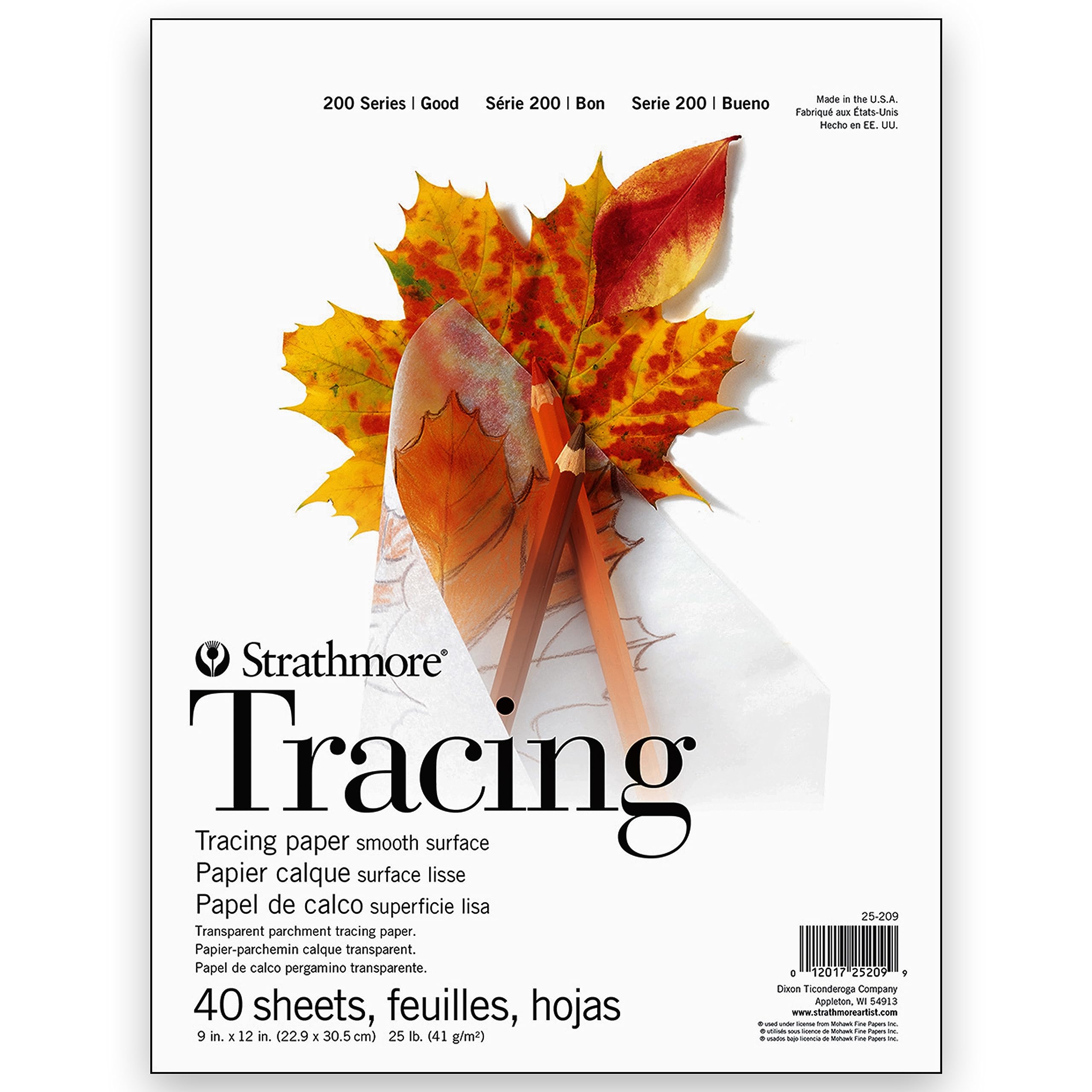 Strathmore200 Series Tracing Paper, Tape Bound Pad, 9x12 inches, 40 Sheets (25lb/41g) - Artist Paper for Adults and Students