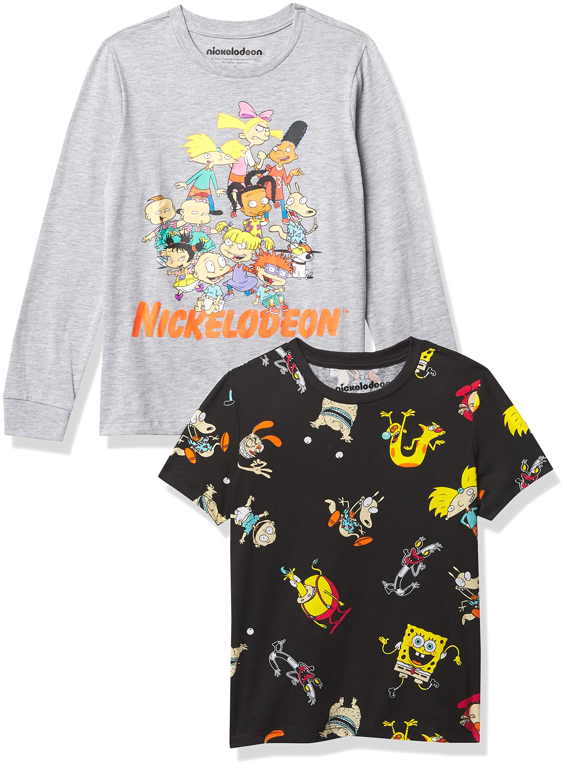 Nickelodeon boys Nick 90's Retro 2-Piece Short Sleeve Tee & Long Sleeve T-Shirt Bundle Set - Rugrats, Hey Arnold - Boys Sizes 4-20 T-Shirt