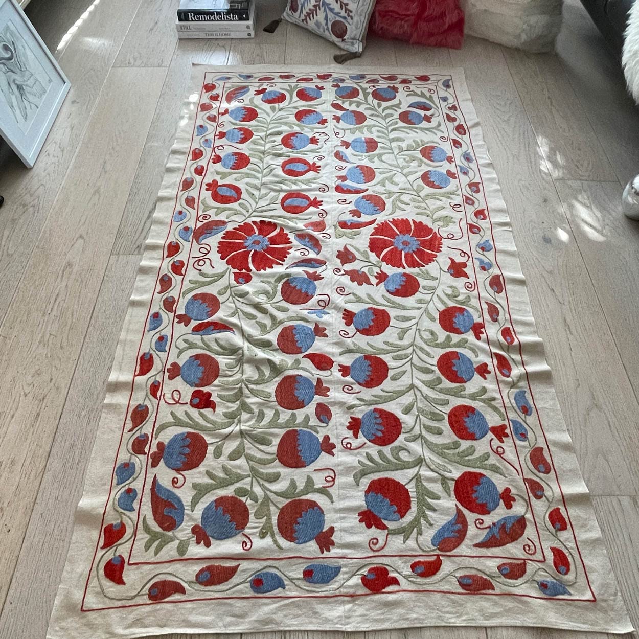 Uzbeki Suzani Hand Embroidered Textile Wall Hanging | Home Décor | Throw | 99cm x 180cm SUZ220518007