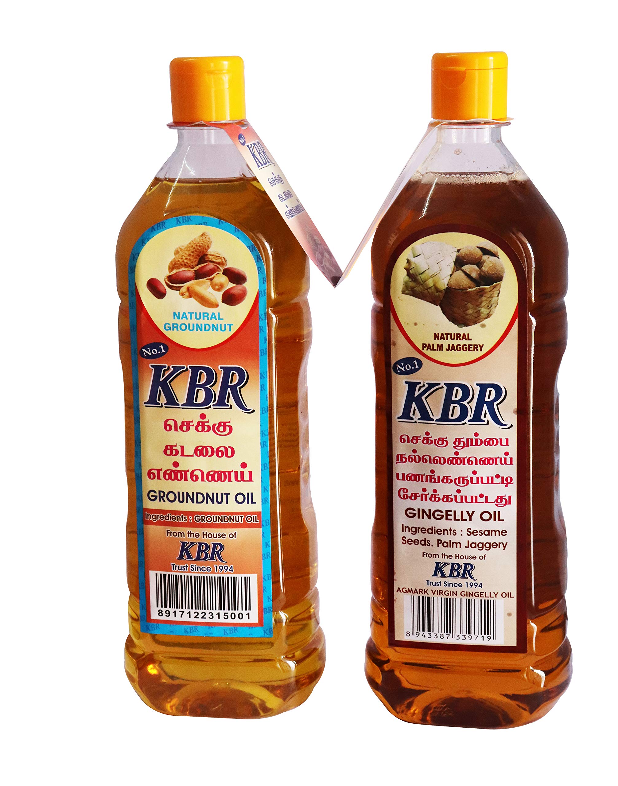 KBR Cold Pressed Groundnut Oil and Gingelly oil,1000ml (Pack of 2)