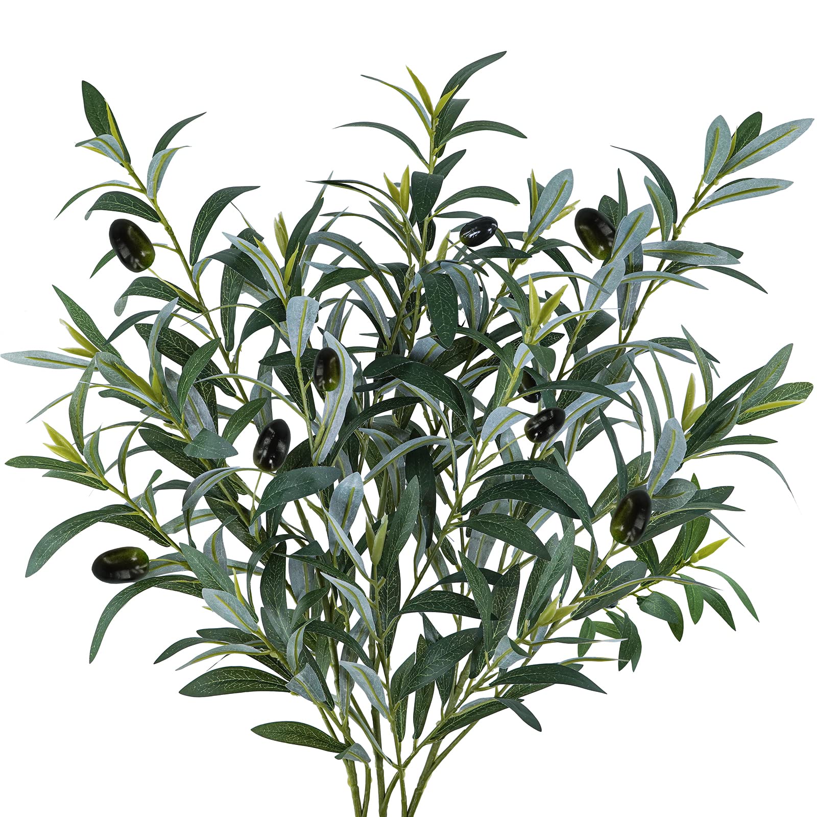 Winlyn 3 Pcs Artificial Olive Branches Stems 24.4" Tall with 261 Leaves Fake Eucalyptus Plant Faux Olive Tree Branches for Floral Arrangement Vases Bouquets Wreaths Centerpiece Wedding Greenery Decor