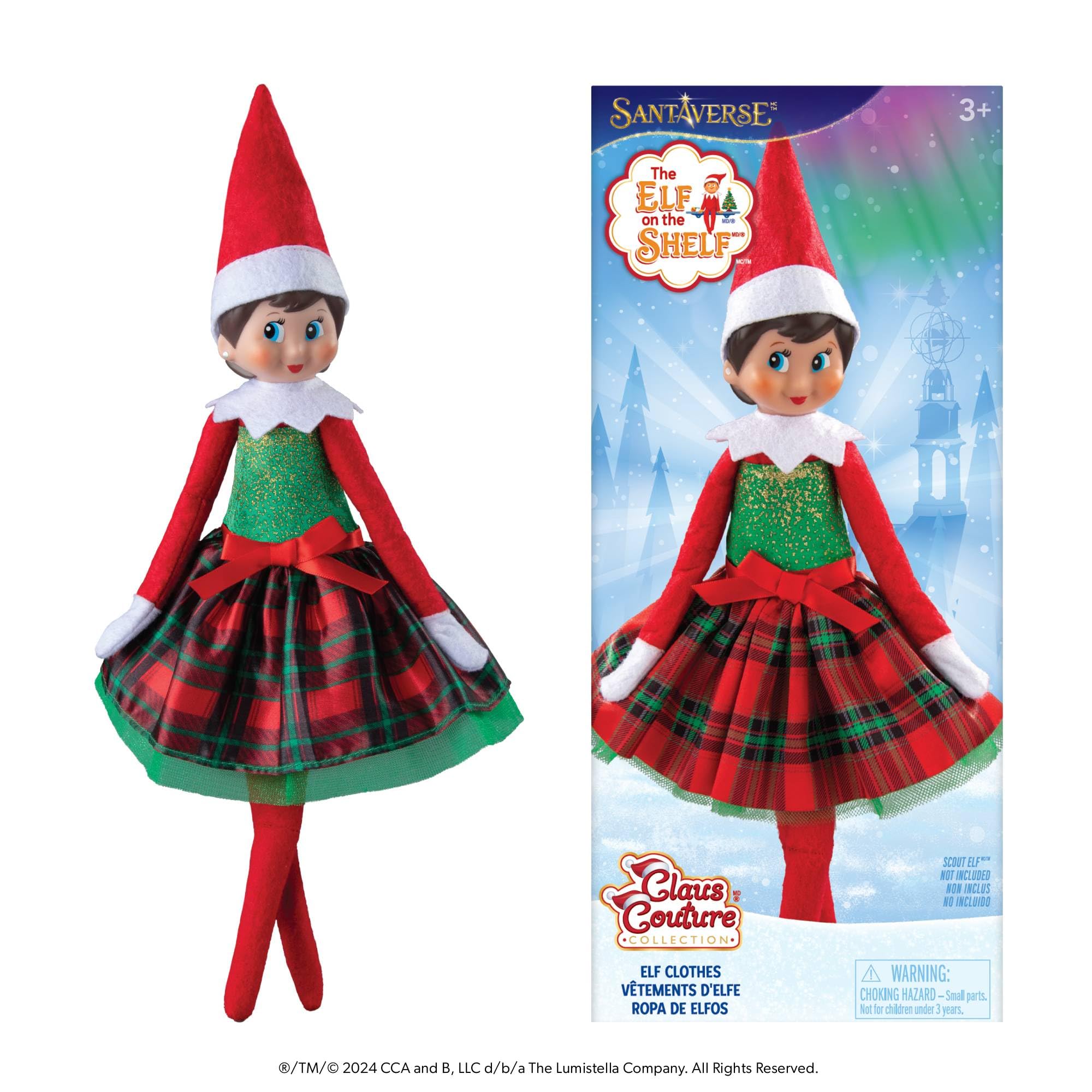 The Elf on the Shelf Gifts and Glamour Festive Plaid Dress for Your Scout Elf