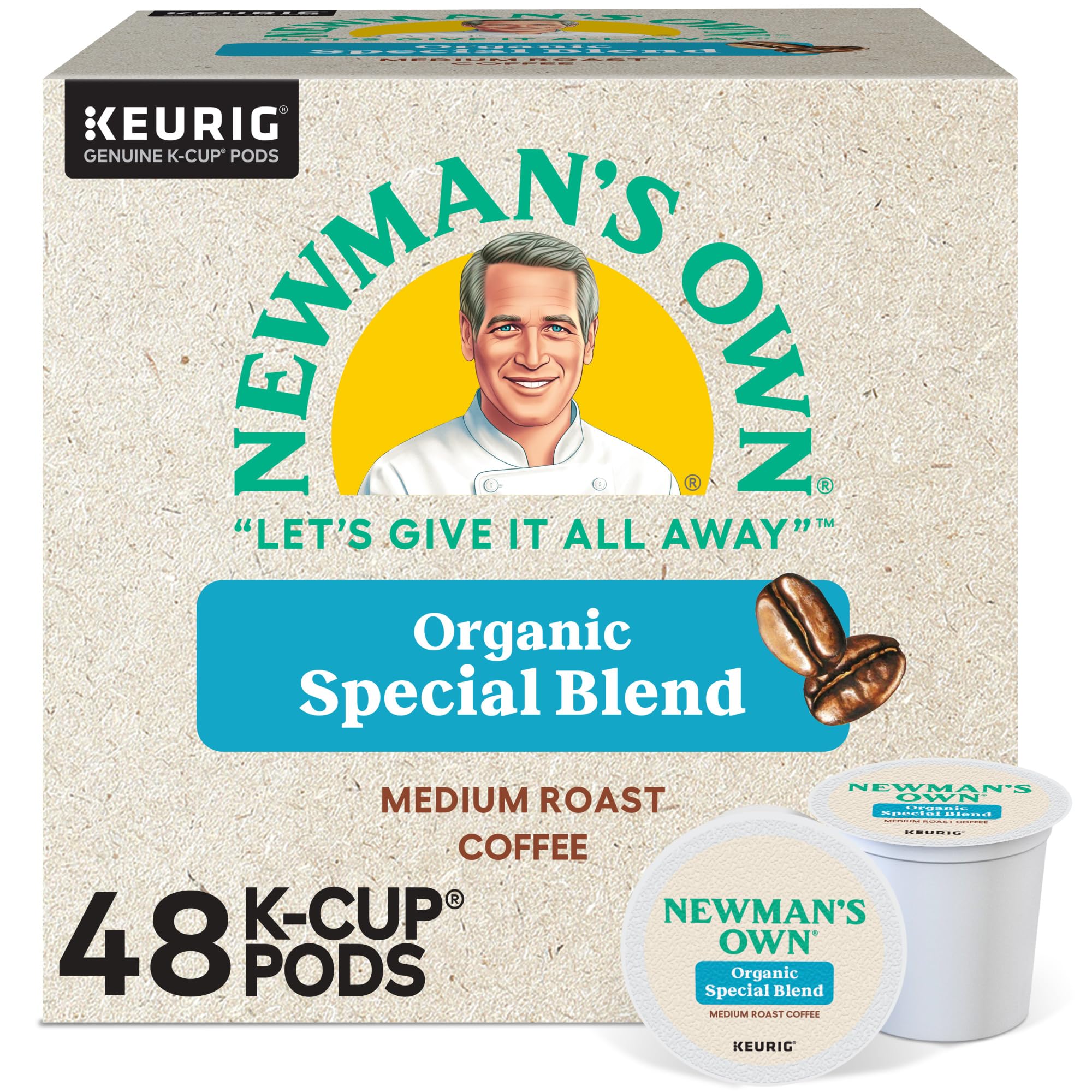 Newman's Own Organics Special Blend, Single-Serve Keurig K-Cup Pods, Medium Roast Coffee Pods, 48 Count