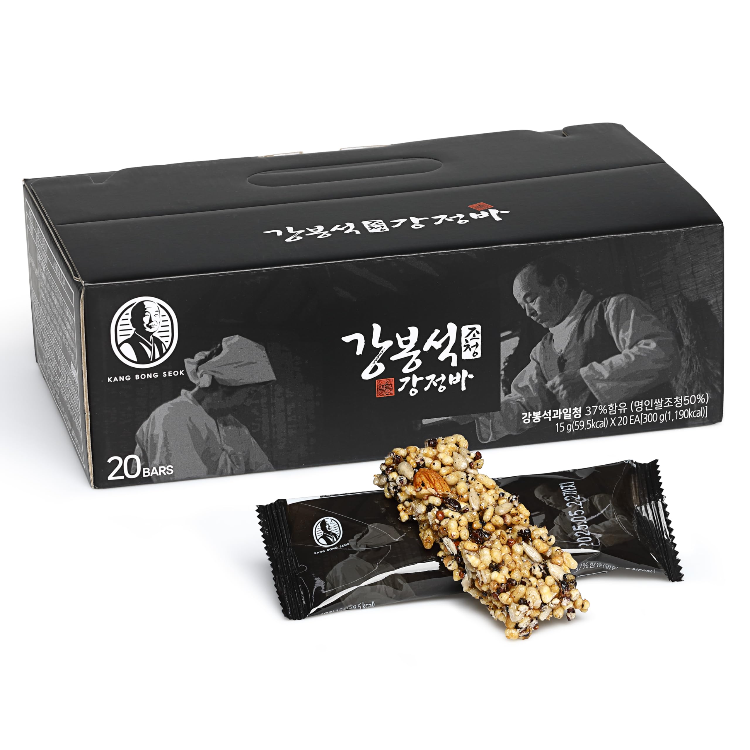 KANG BONG SEOK, Master Jocheong Gangjeong Bar I Fruit & Nut Bars I Korean Snacks Box I Korean Food I Healthy Food I Asian Snacks I Energy Bars I International Snacks I Healthy Snacks I 0.53 Ounce, 20 Counts