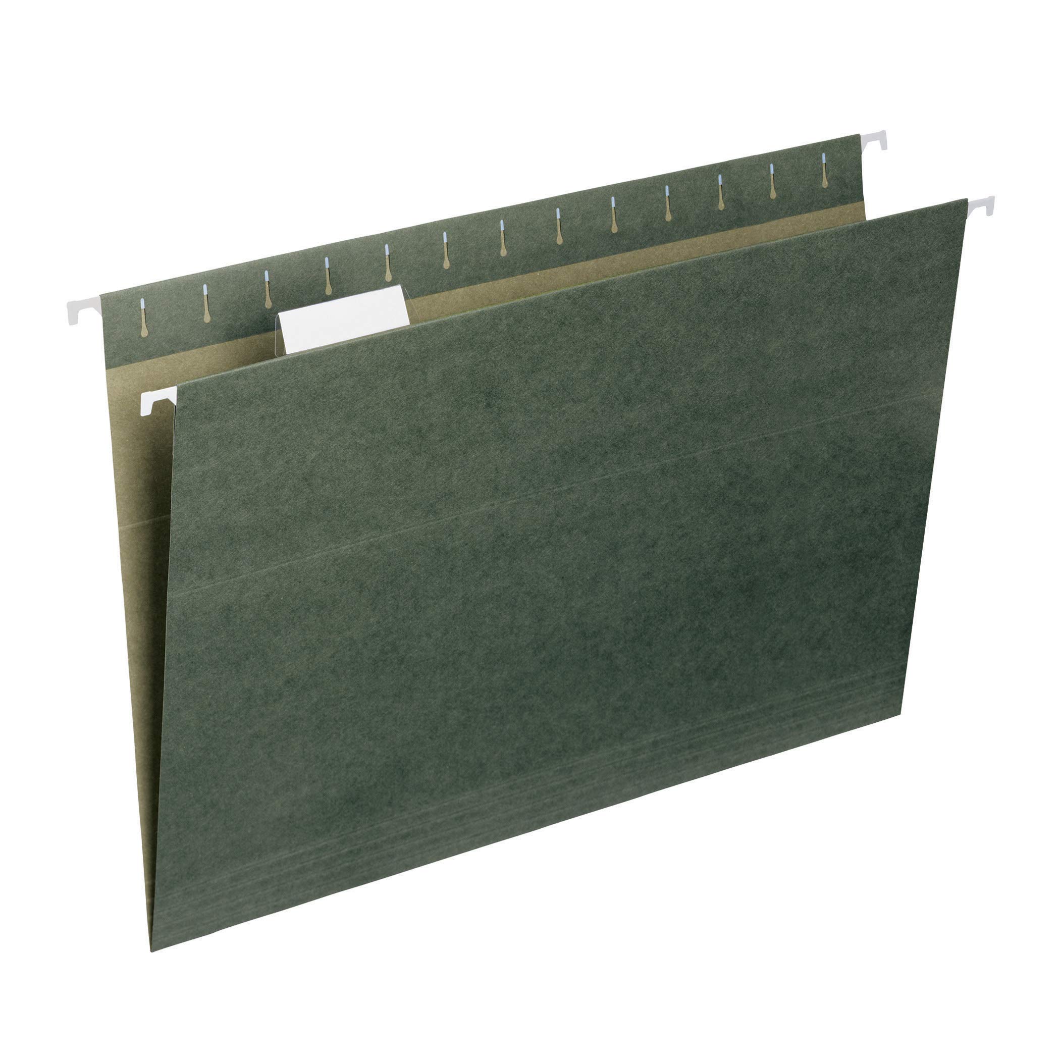 SmeadHanging File Folder with Tab, 1/5-Cut Adjustable Legal Size, Standard Green, 25 per Box (64155)