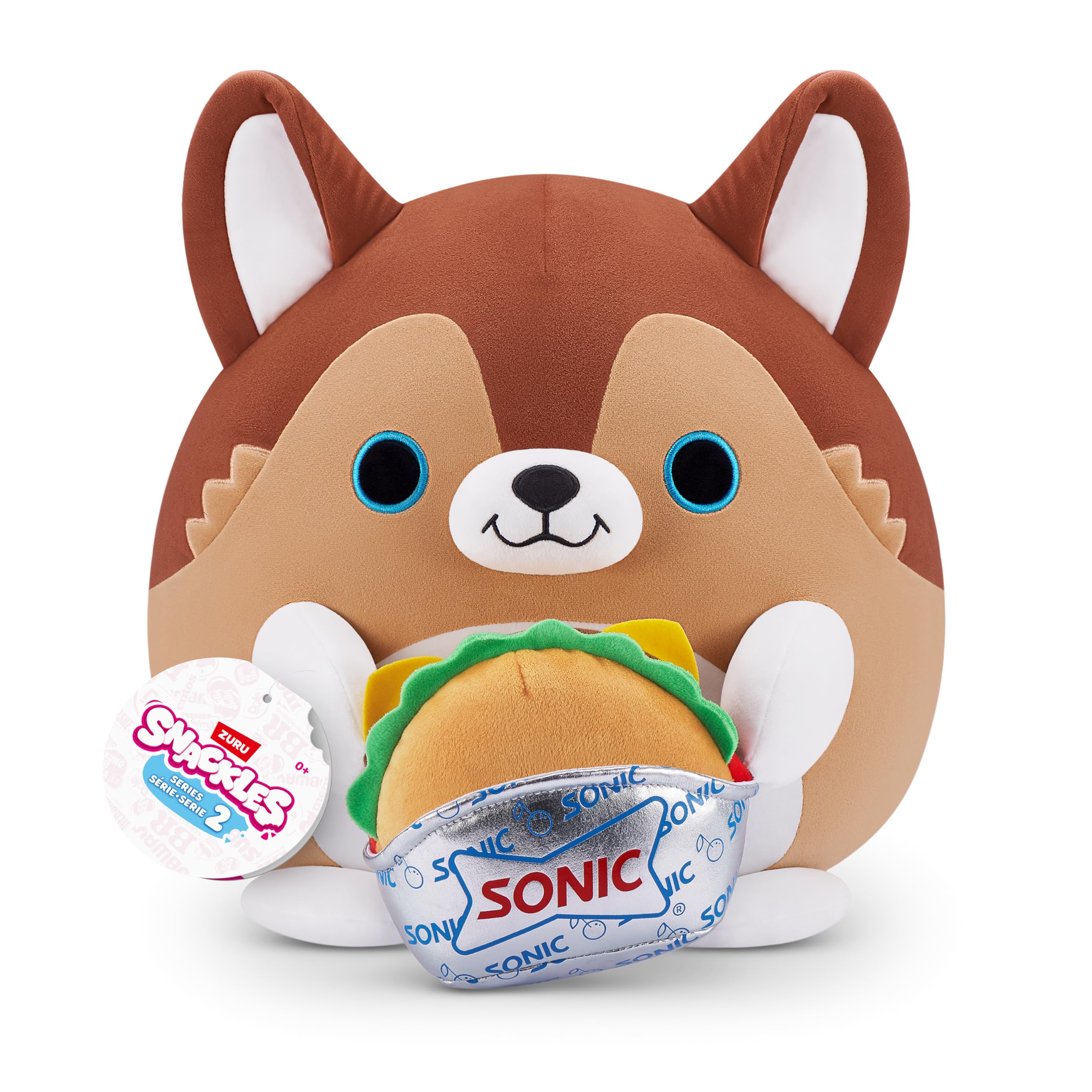 Snackles Series 2 Puppy & Sonic Burger 8 Inch Plush by ZURU, Ultra Soft Plush, Collectible Plush with Real Licensed Brands, Stuffed Animal, Giftable