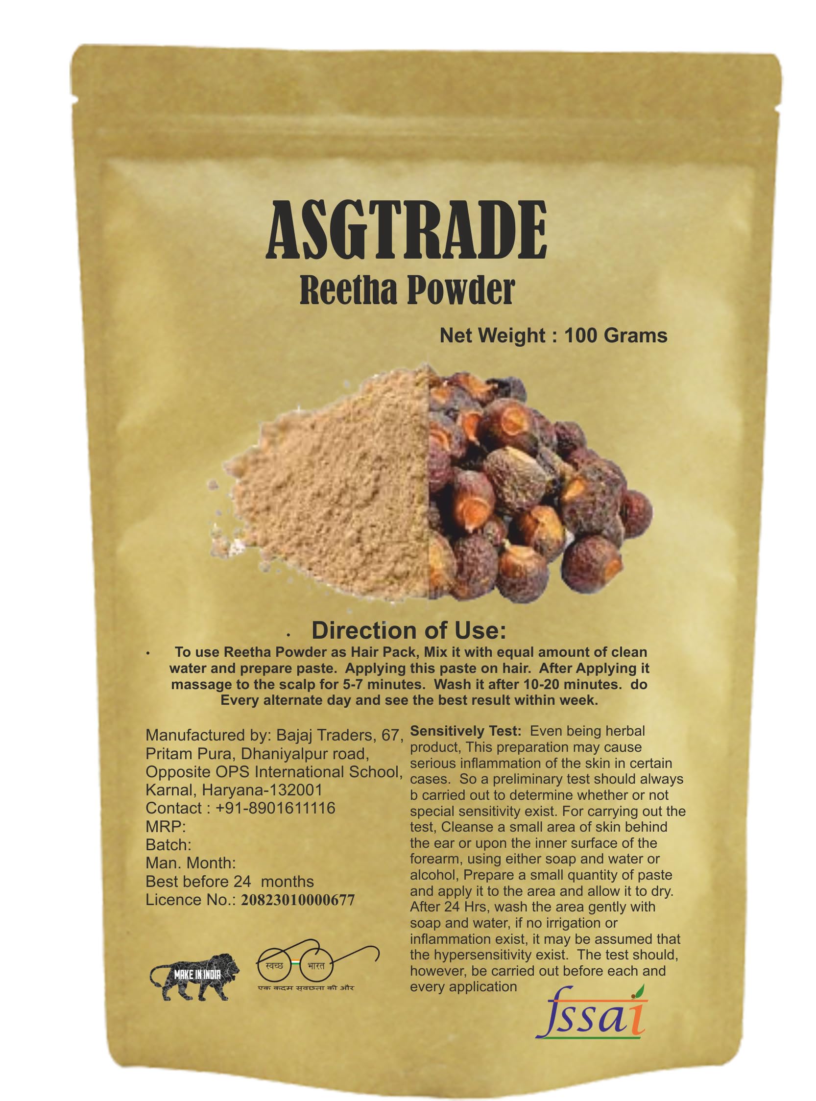 Natural and Pure Reetha Fruit Powder| 100% Natural | Hair Powder that removes scalp dirt| Maintains pH levels | Suitable for all hair types | 100 g