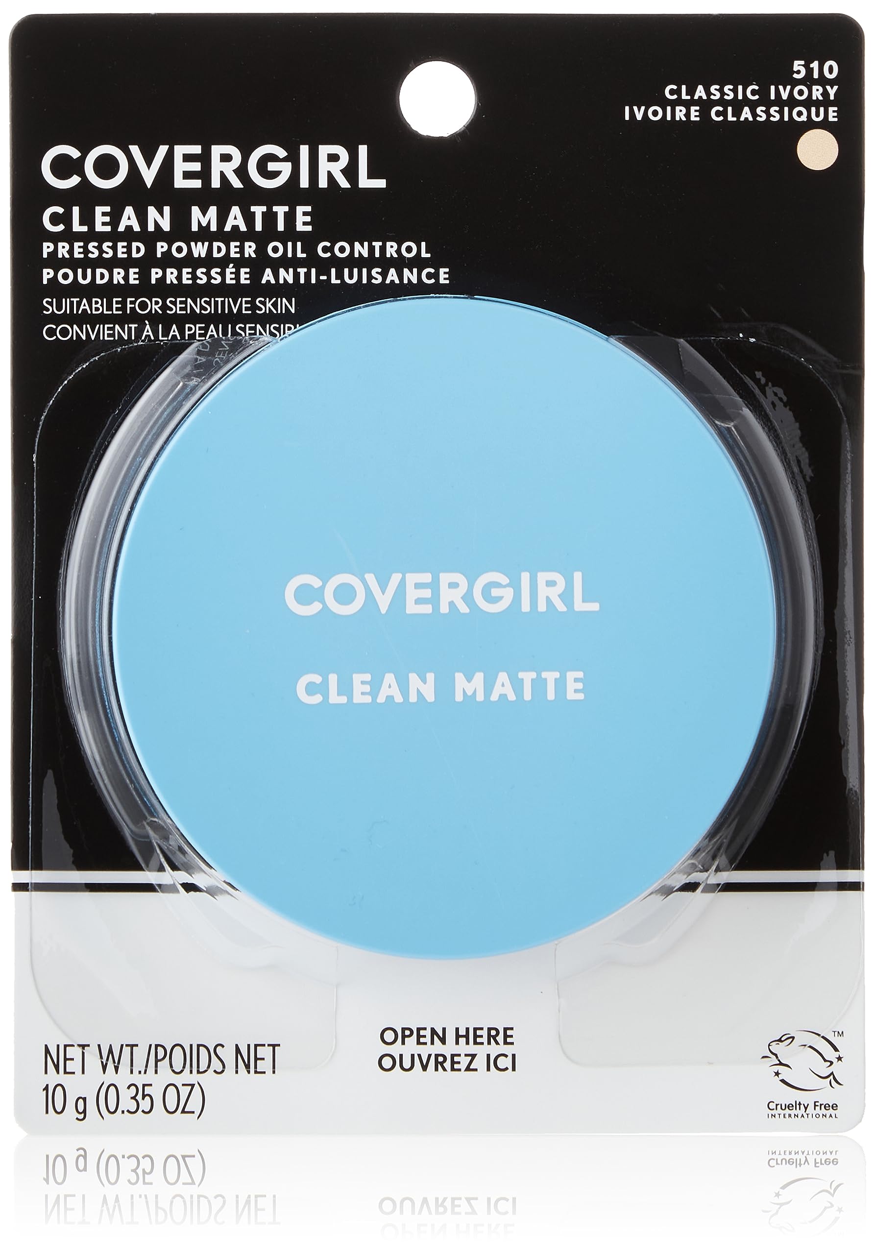 CoverGirlClean Matte Pressed Powder, Oil Control Powder, 1 container, .35 Fl Oz, Face Powder, Oil Free Loose Powder, Matte Finish, Lightweight, Shine Free Formula, Leaves Skin Smooth and Clean