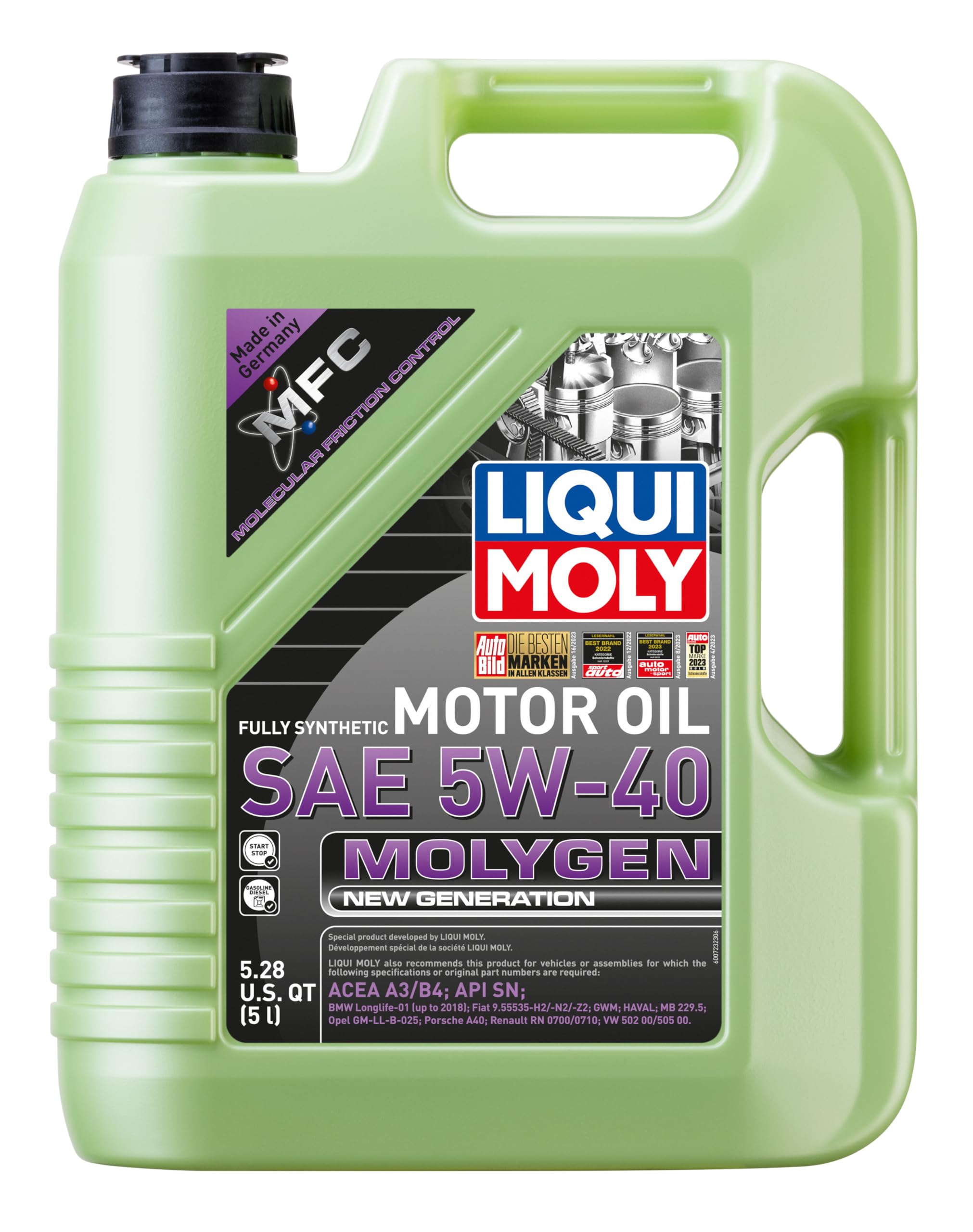 LIQUI MOLY Molygen New Generation 5W40 | 5 L | Fully synthetic engine oil | SKU: 20232 | 1 Pack